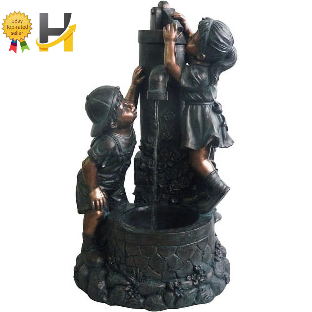Boy & Girl Water Outdoor Fountain Garden or Lawn Garden Decor Garden Fountain US