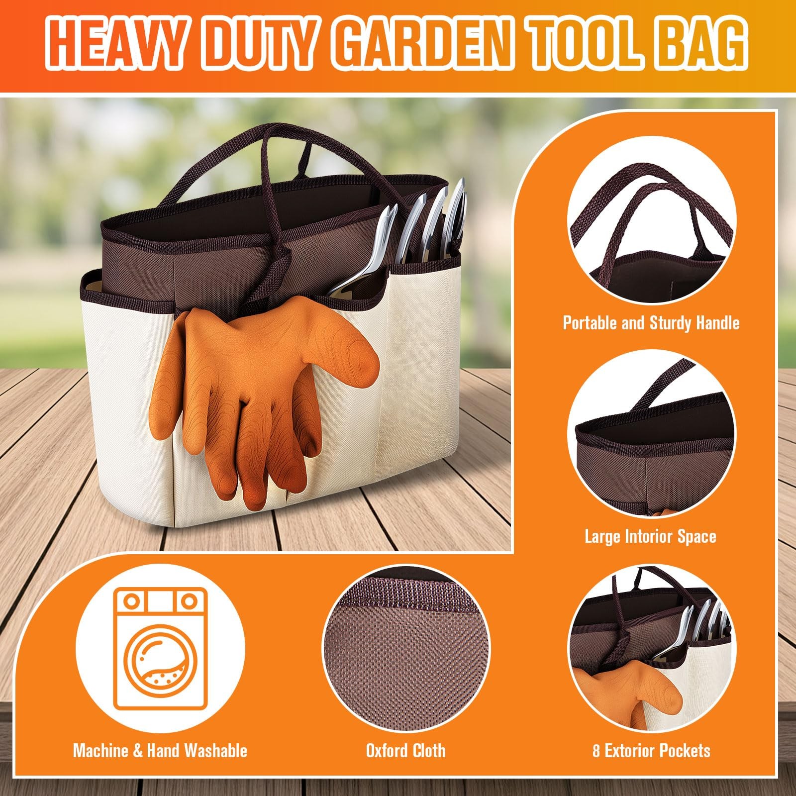 10 PCS Stainless Steel Heavy Duty Garden Tool Set with Storage Bag Kit
