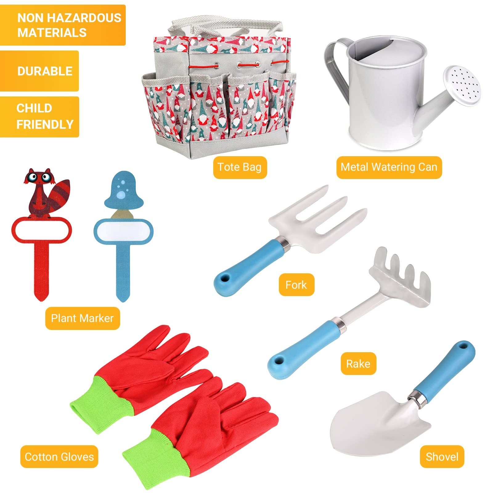 Kids Gardening Tools – Includes Sturdy Tote Bag, Watering Can, Gloves, Shovel…