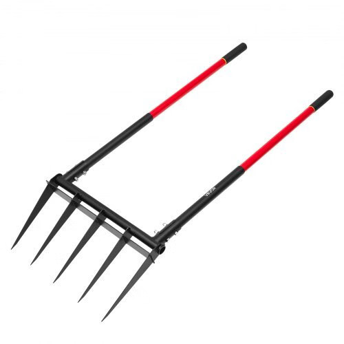 Broad Fork, 5-Tine Pitchfork with Dual Fiberglass Handles, Heavy Duty Garden For