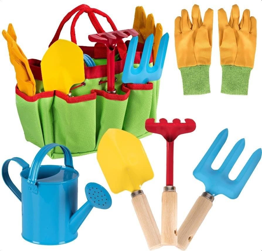 Complete Children Gardening Kit With Gloves Watering Can Shovel