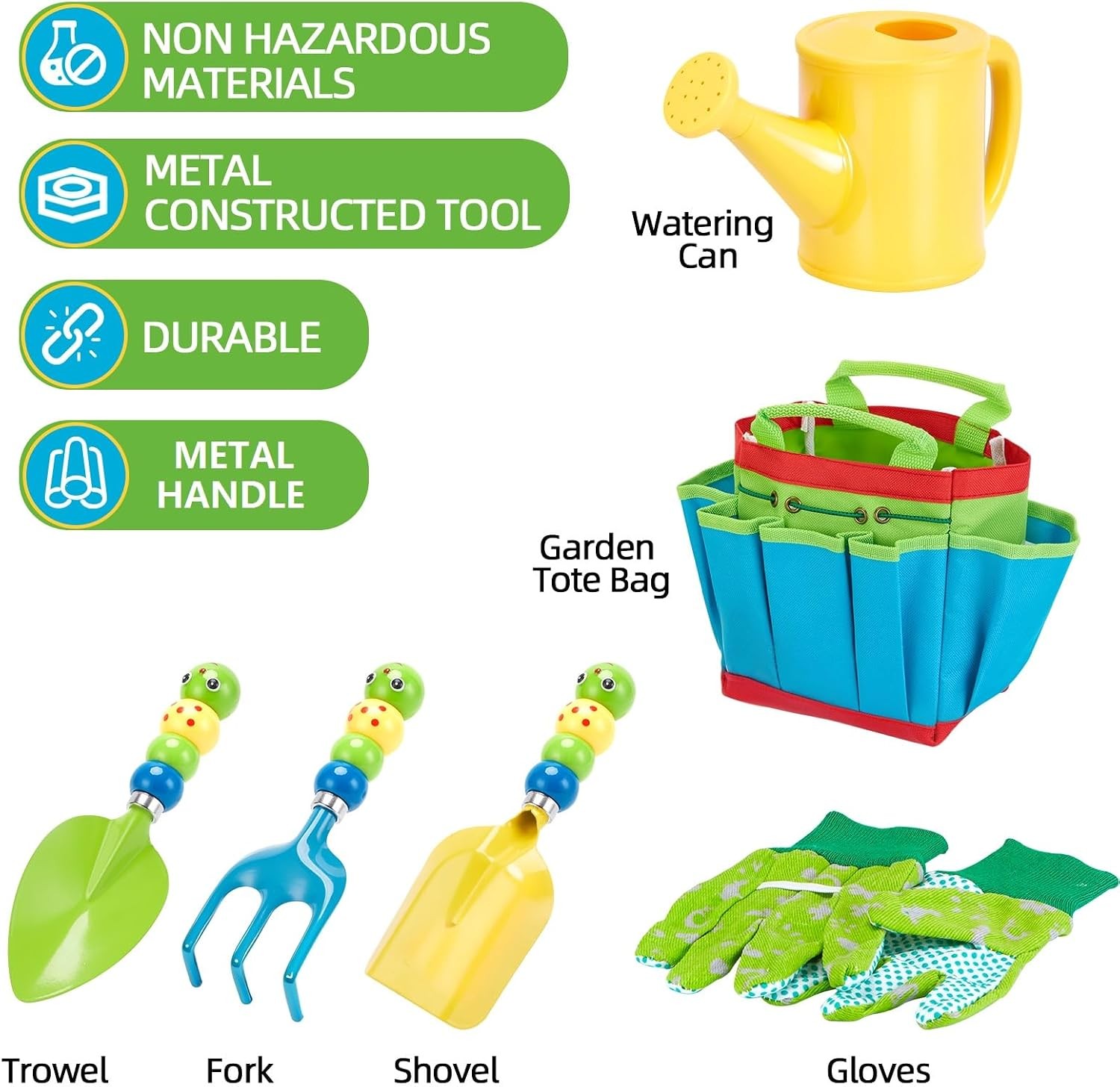 FITNATE 6Pcs Kids Green Gardening Tools Set