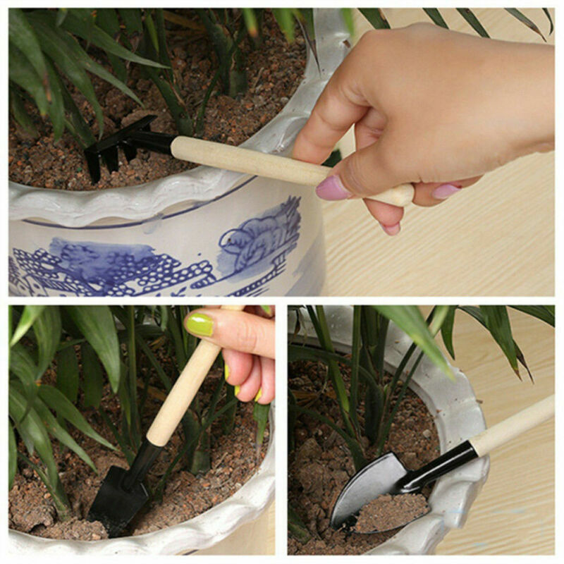 3pcs Wood Handle Garden Tool collection Planting Gardening Mini Tool Set Home…
