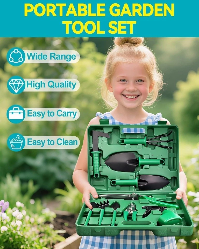 10 Pc Bonsai Garden Tool Set w Case Pruning Shears Trowels Wire Spray Gift
