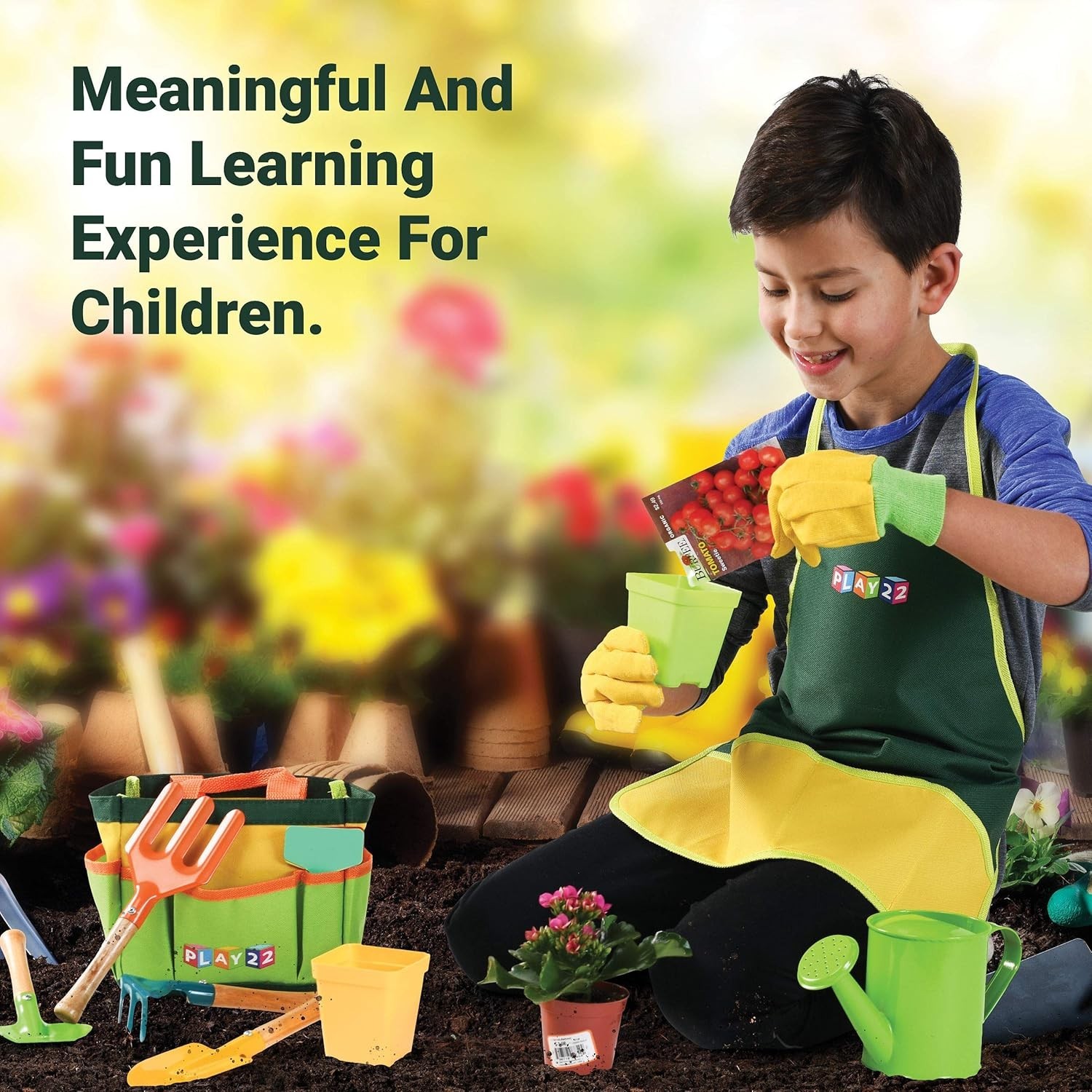 Kids Gardening Tool Set 12 PCS – Kids Gardening Tools Shovel Rake Fork Trowel…