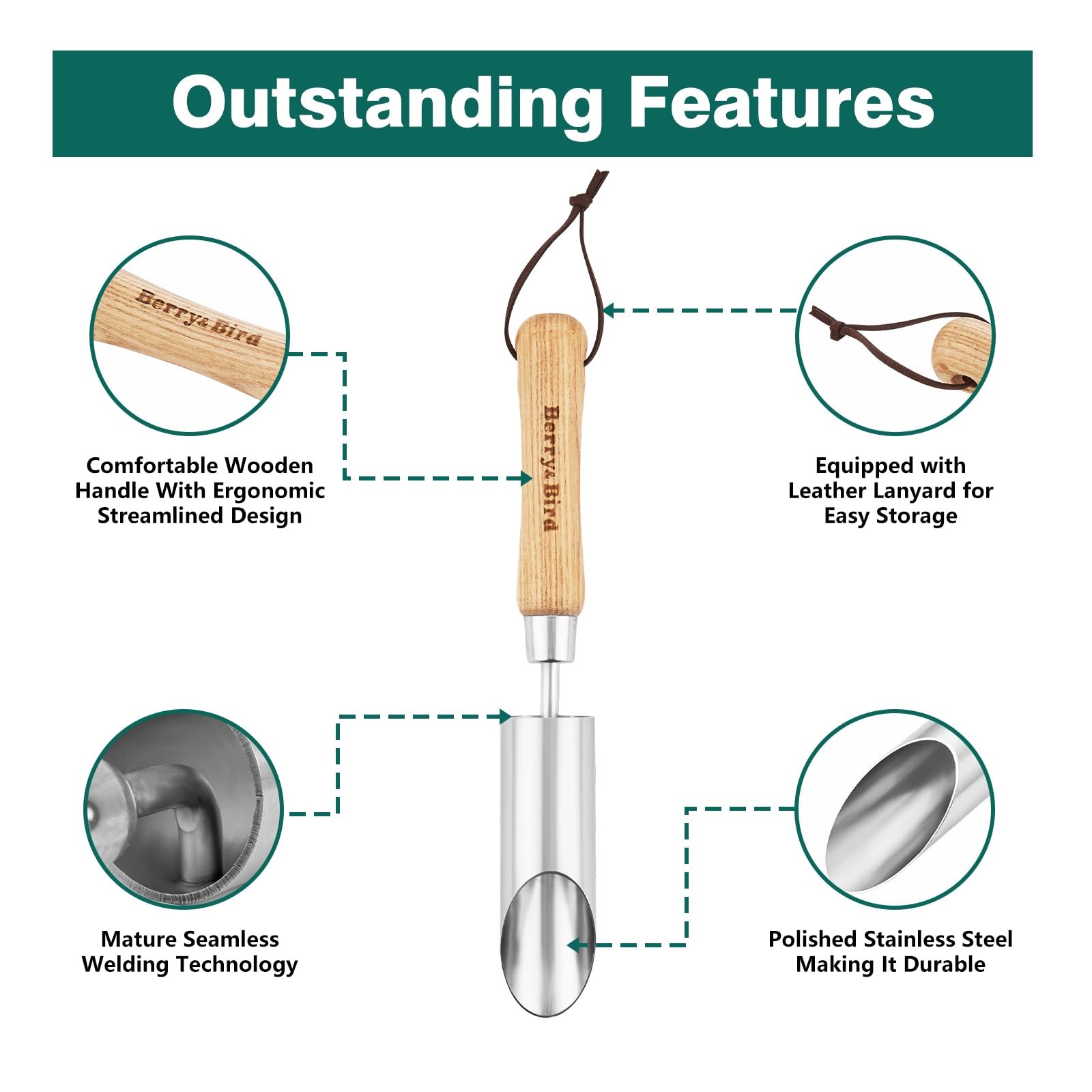 Stainless Steel Garden Bulb Planter Tool 12″ Manual Hole Digger for Seeds