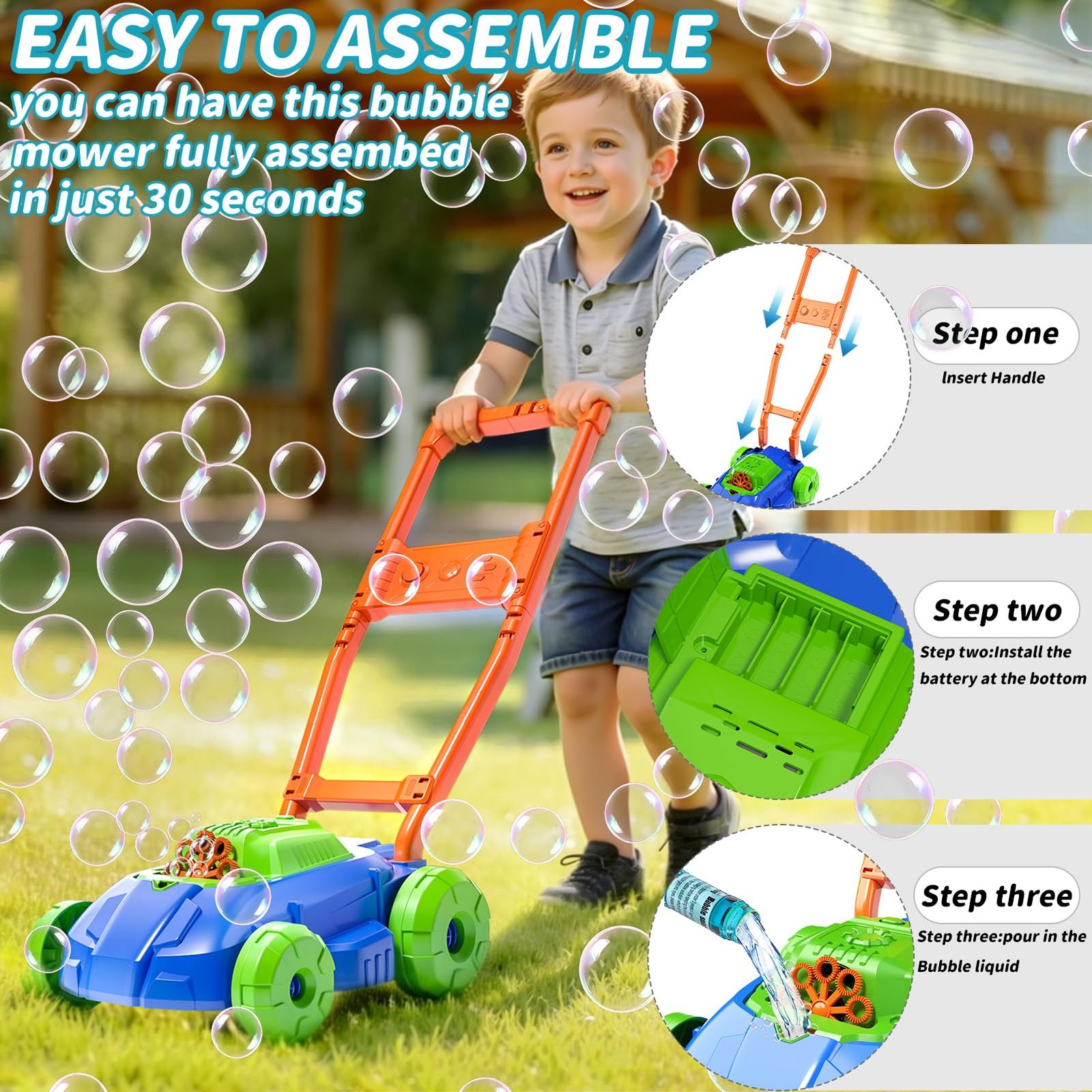 Bubble Lawn Mower for Kids Toddler 1-3 Years Old, Outdoor Play Bubble Blower …