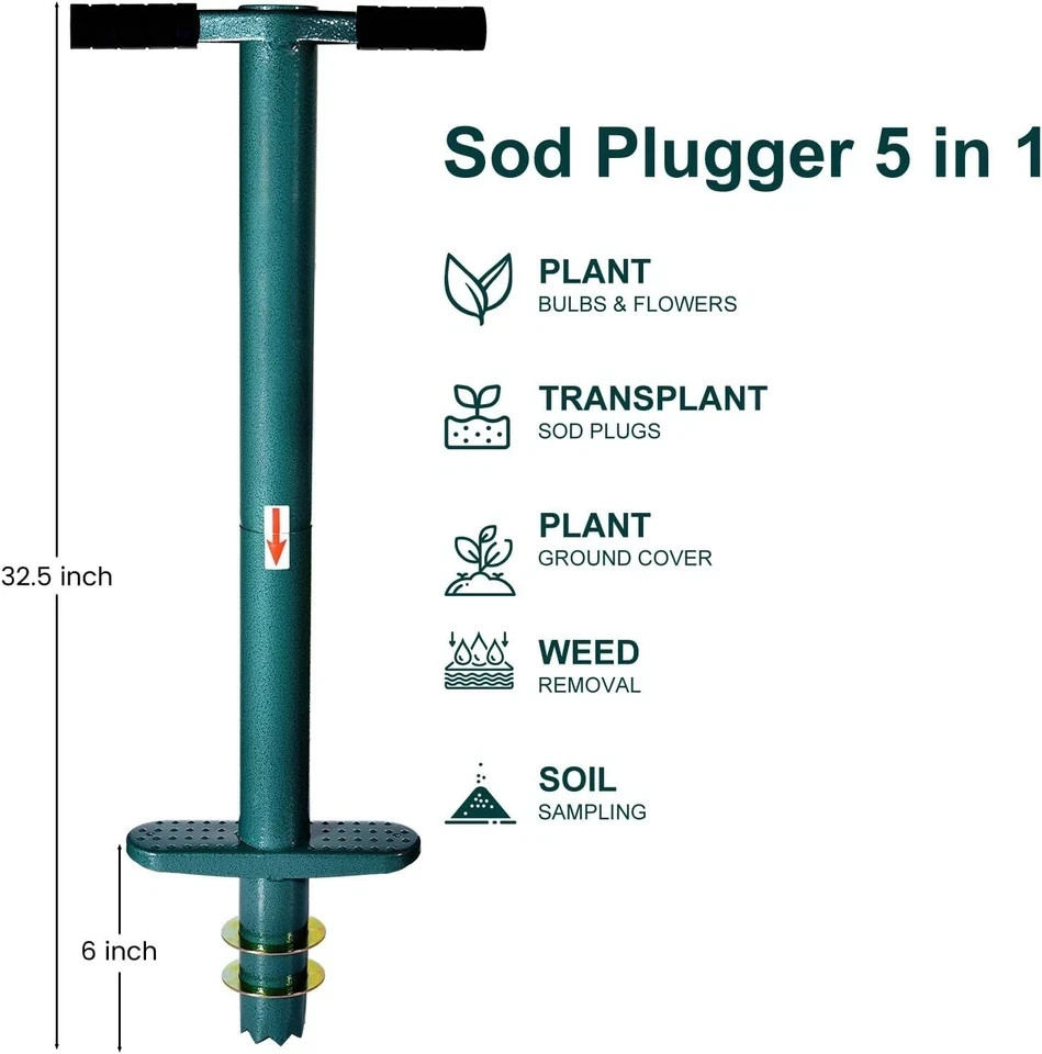 Sod Plugger Bulb Planter Planting Tool, Easy to Assemble Garden Trasnplanter …