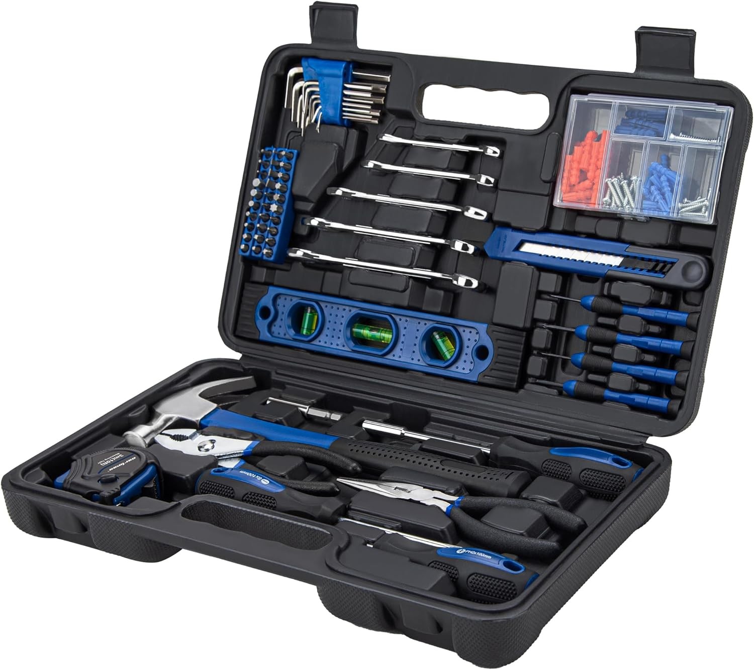 152Pcs Blue Household Hand Tool Set Portable Storage Box For Home Repair