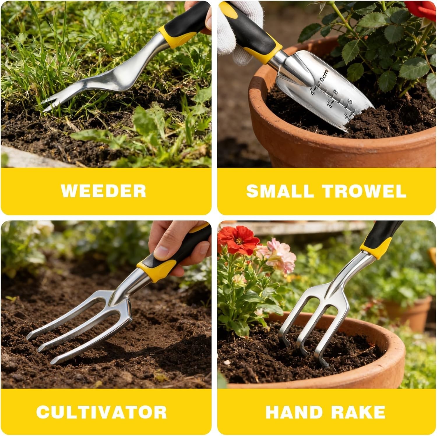 Perfect Gardening Gift – Ergonomic 7-Piece Tool Set with Gloves and Storage Bag