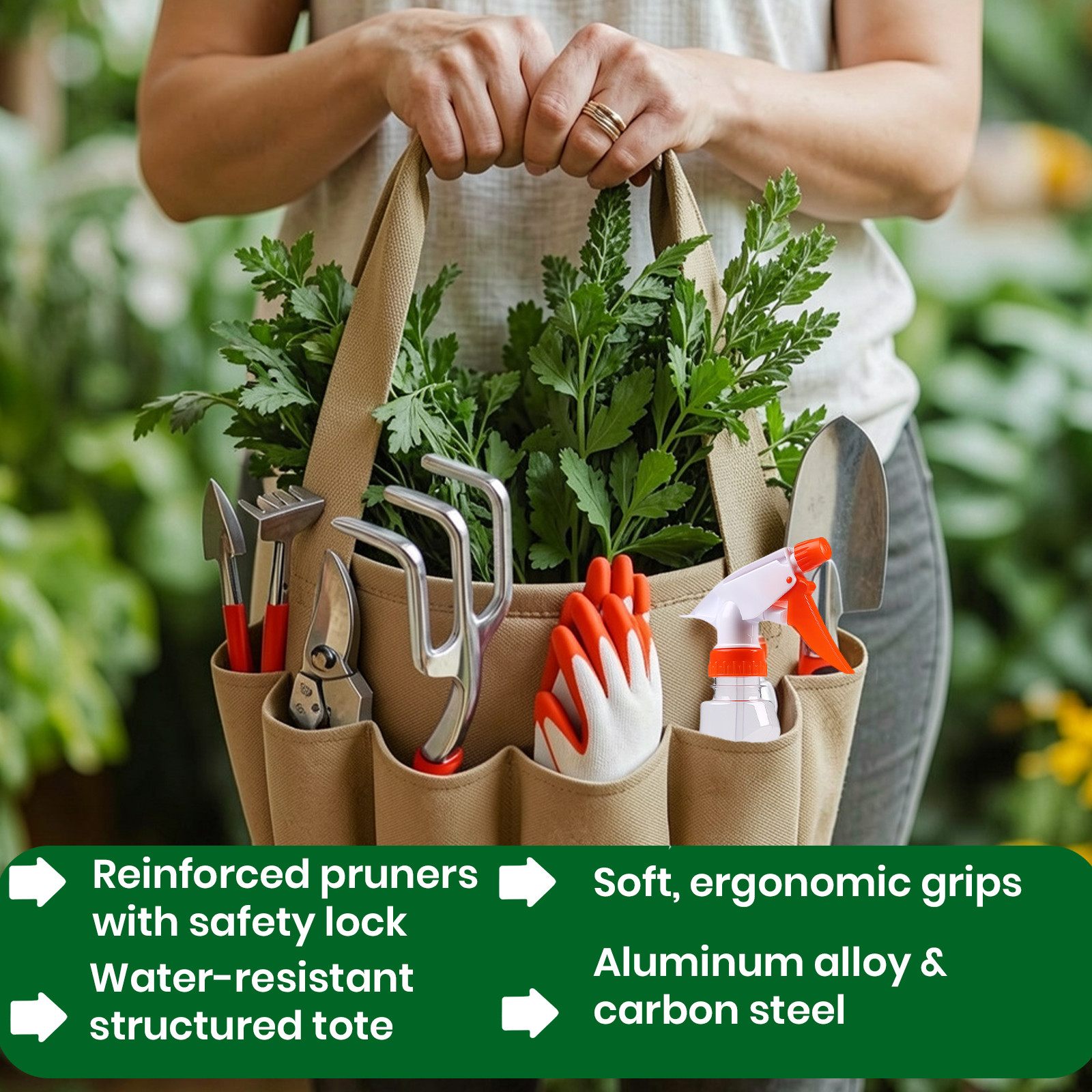 Gardening Tools Set of 11 – Complete Garden Tool Kit for Indoors & Outdoors