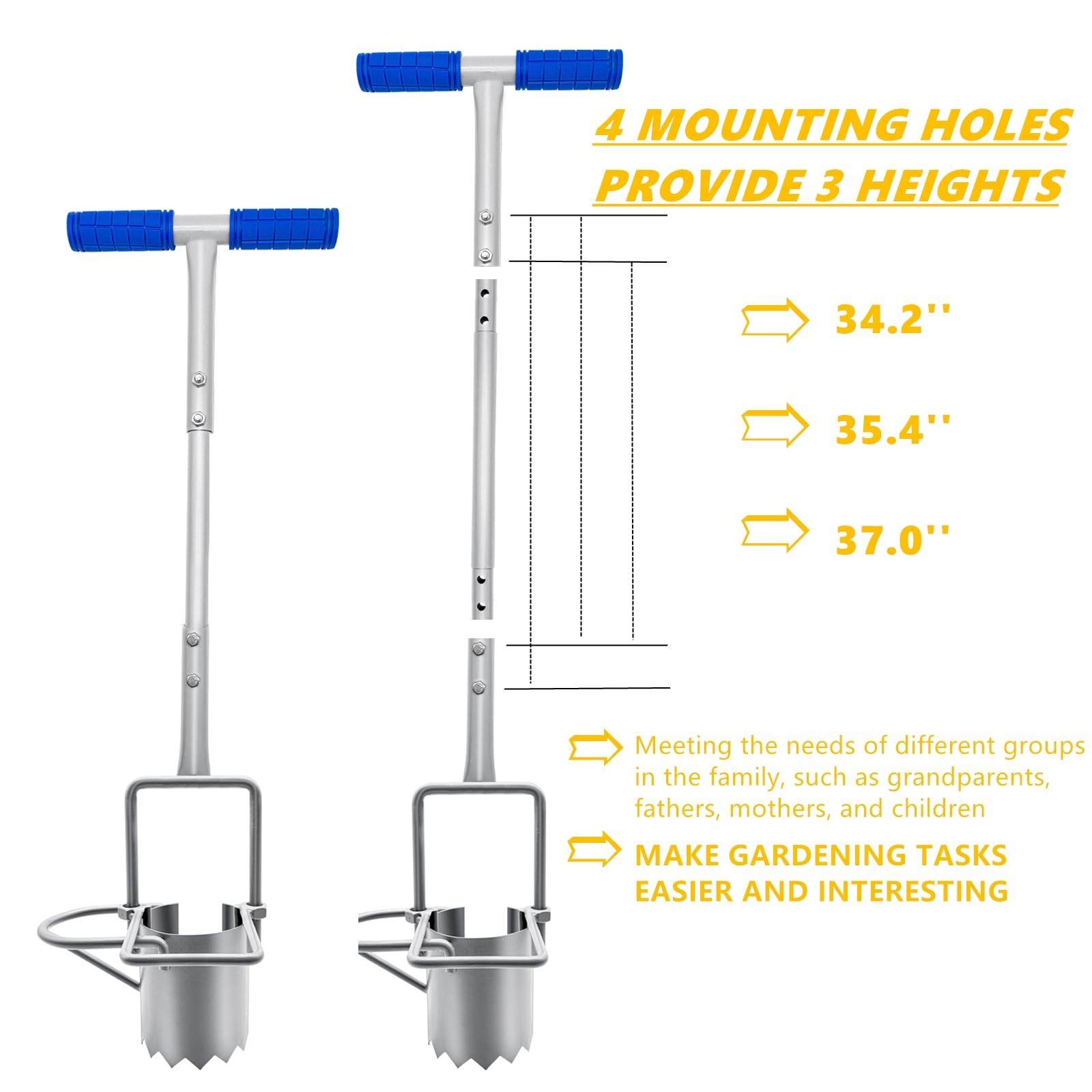 Bulb Planter Long Handle 5 In 1 Lawn Garden Tool Sod Plugger Soil Sampler