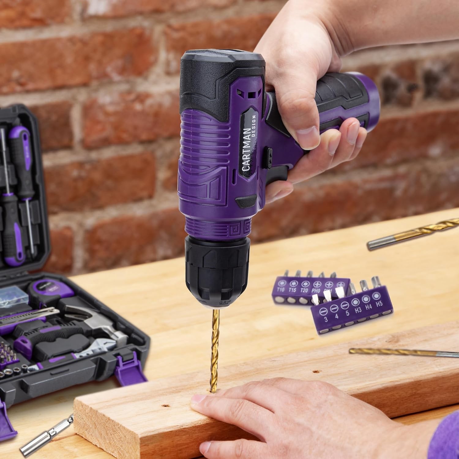 150Pcs Purple 8V Cordless Drill Household Tool Kit Home DIY Repair