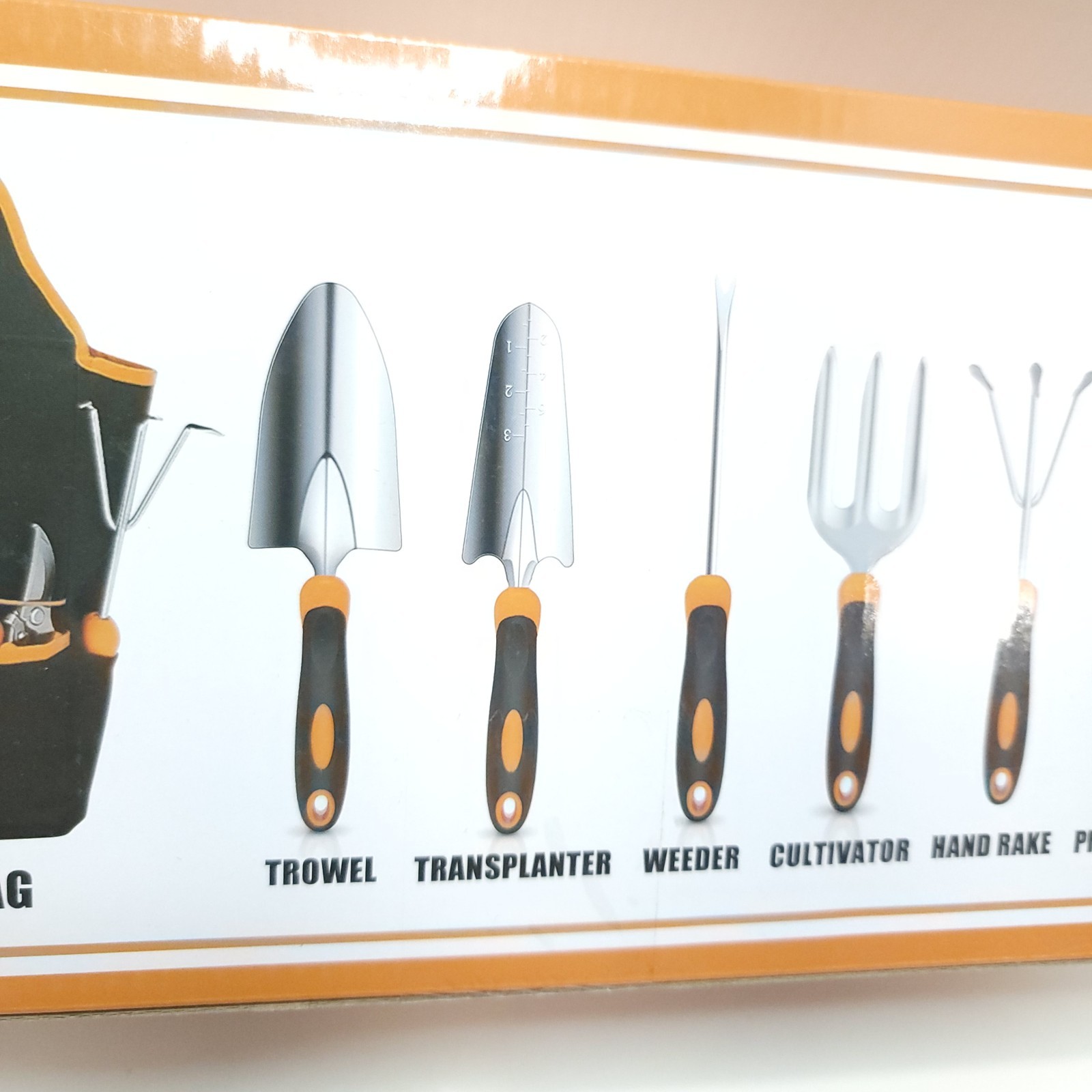 7 Piece Gardener Tool Set Bag Trowel Transplanter Weeder Cultivator Hand Rake+