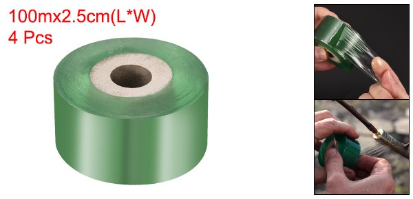 4 Rolls Fruit Tree Grafting Tape 2.5CM x 100M PVC Grafting Film, Green