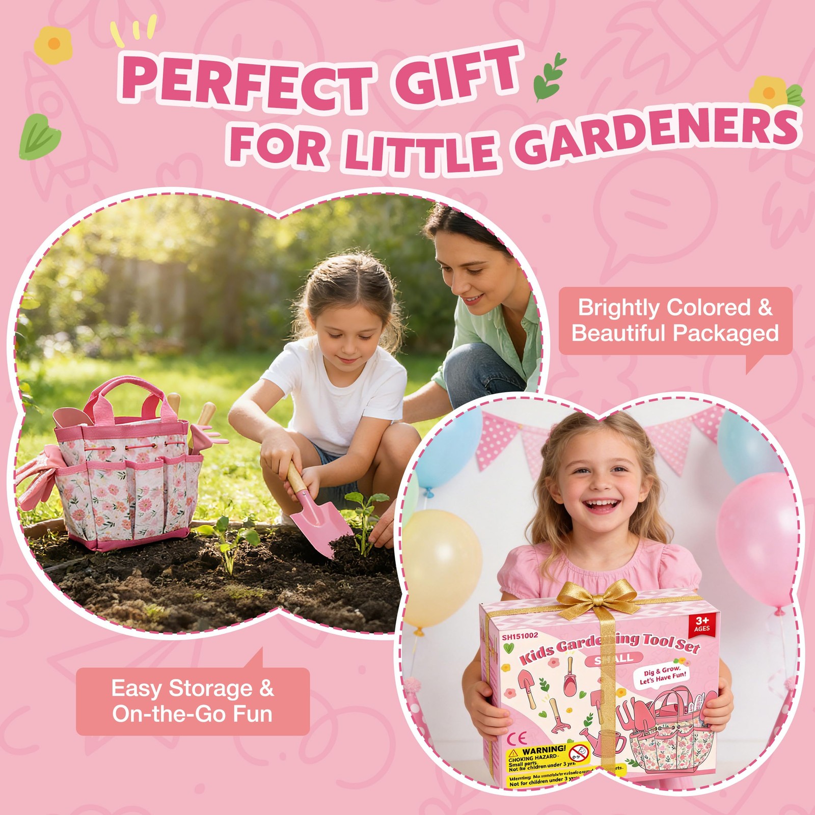 SHALL Kids Gardening Set, New Garden Tools Kit for Toddler Boys Girls Includes