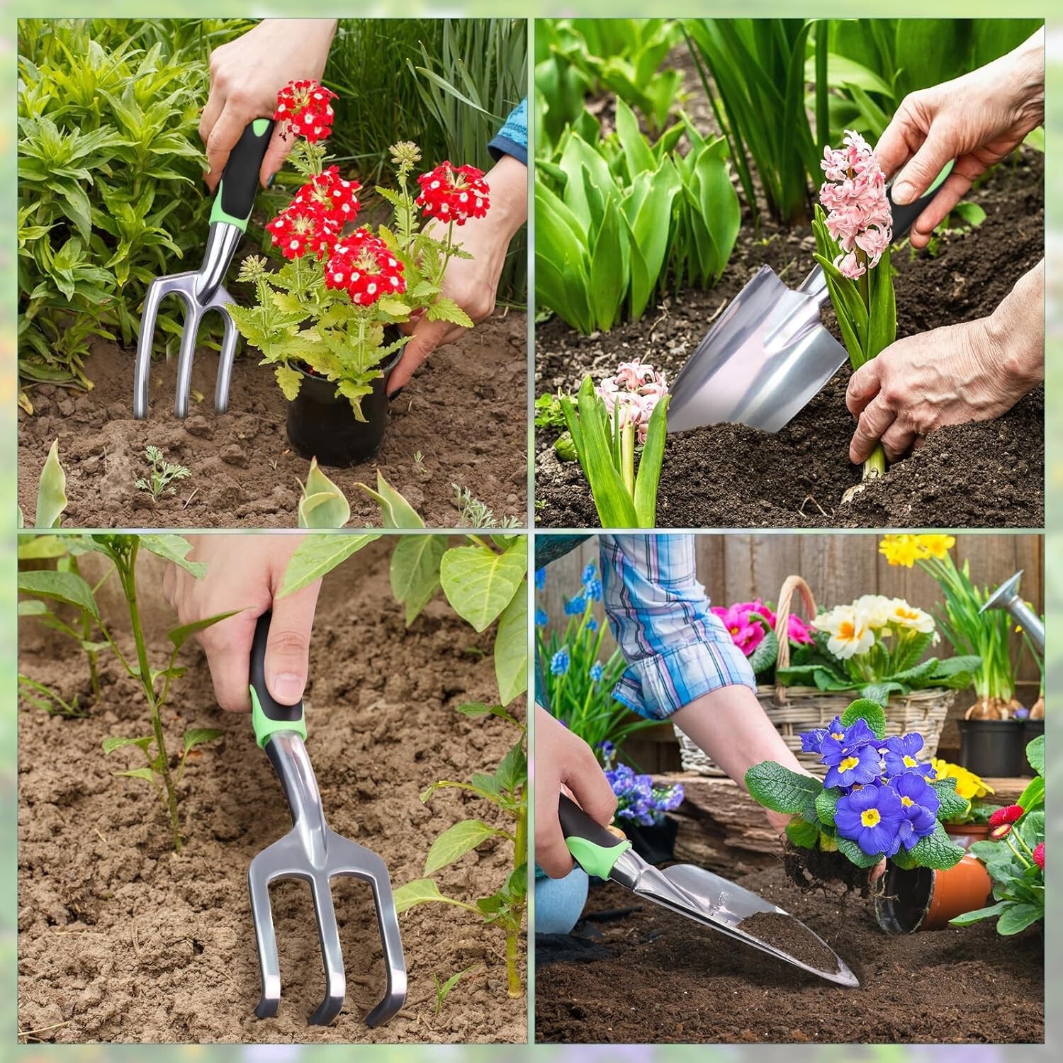 10PCS Garden Tool Set Heavy Duty Aluminum with Tote Bag Gardening Gift Women Men