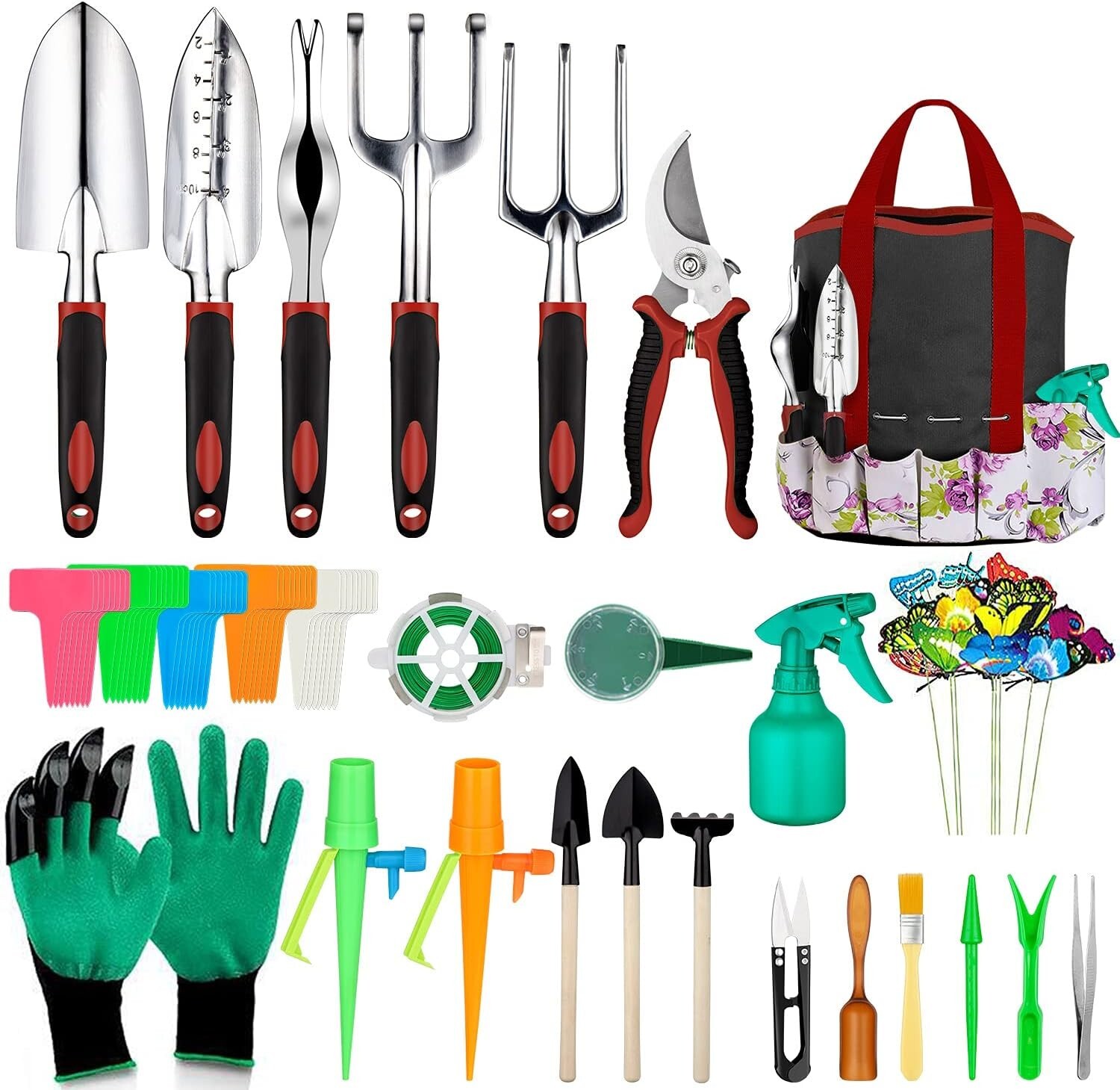 Multi-functional 83-Piece Garden Tool Set with Succulent Tools & Organizer