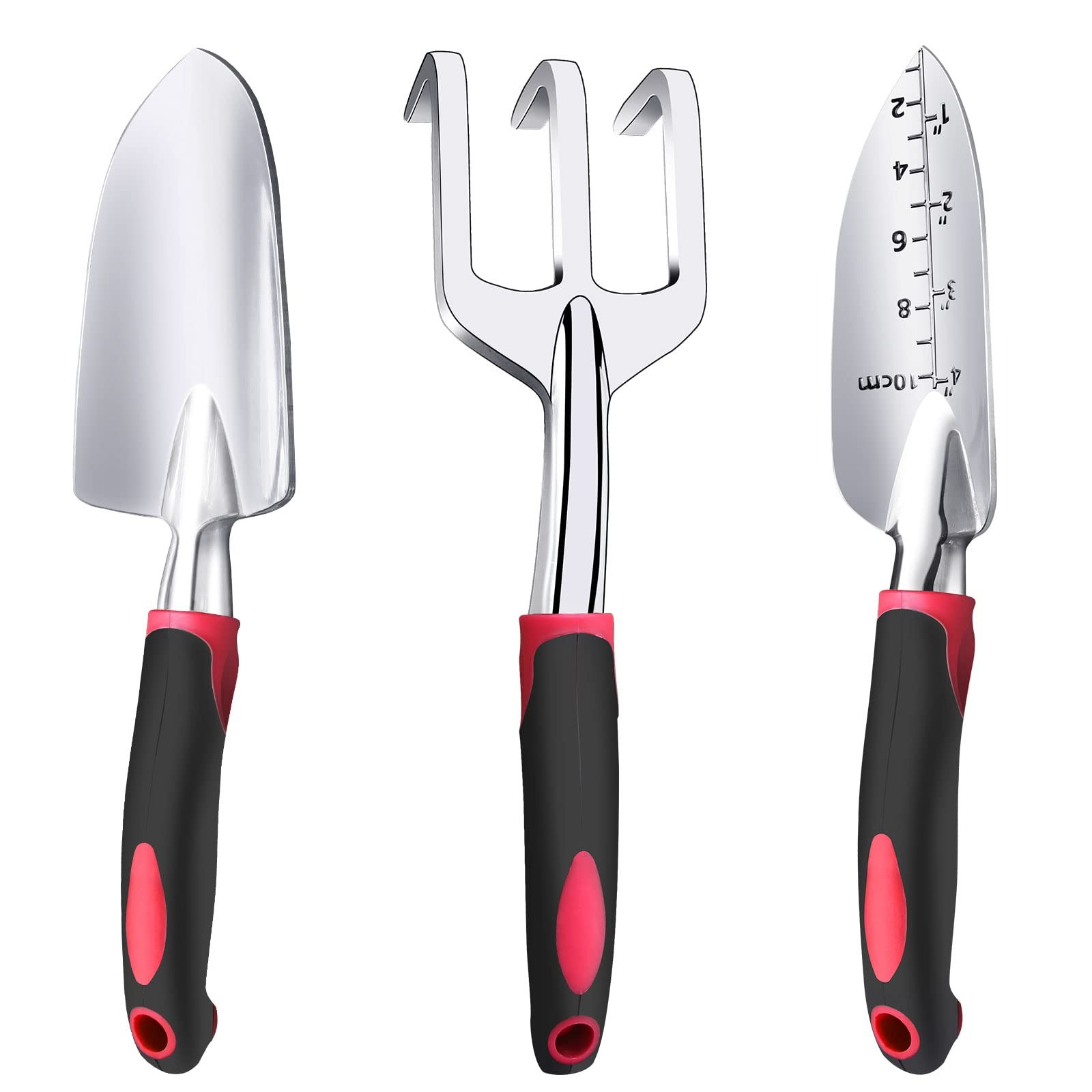 Garden Tool Set 3 PCS Aluminum Heavy Kit Hand Transplant Shovel Rake