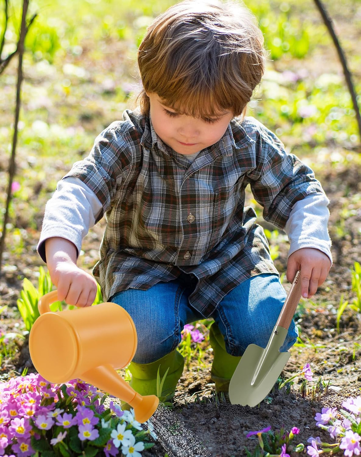 Kids Gardening Set Wooden Garden Tool Kit with Storage Bag Apron Gloves