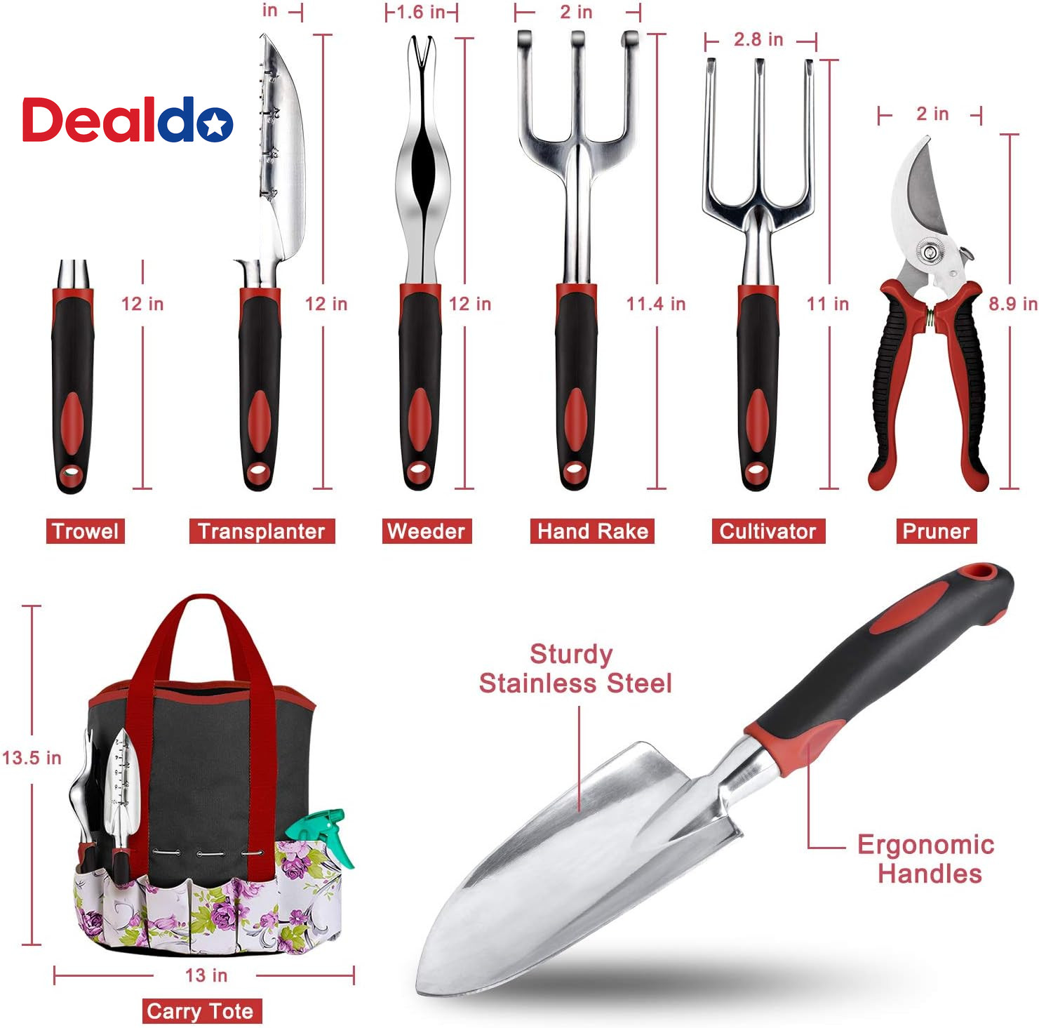 Garden Tools Set 83 Piece, Succulent Tools Set Included, Heavy Duty Aluminum Gar