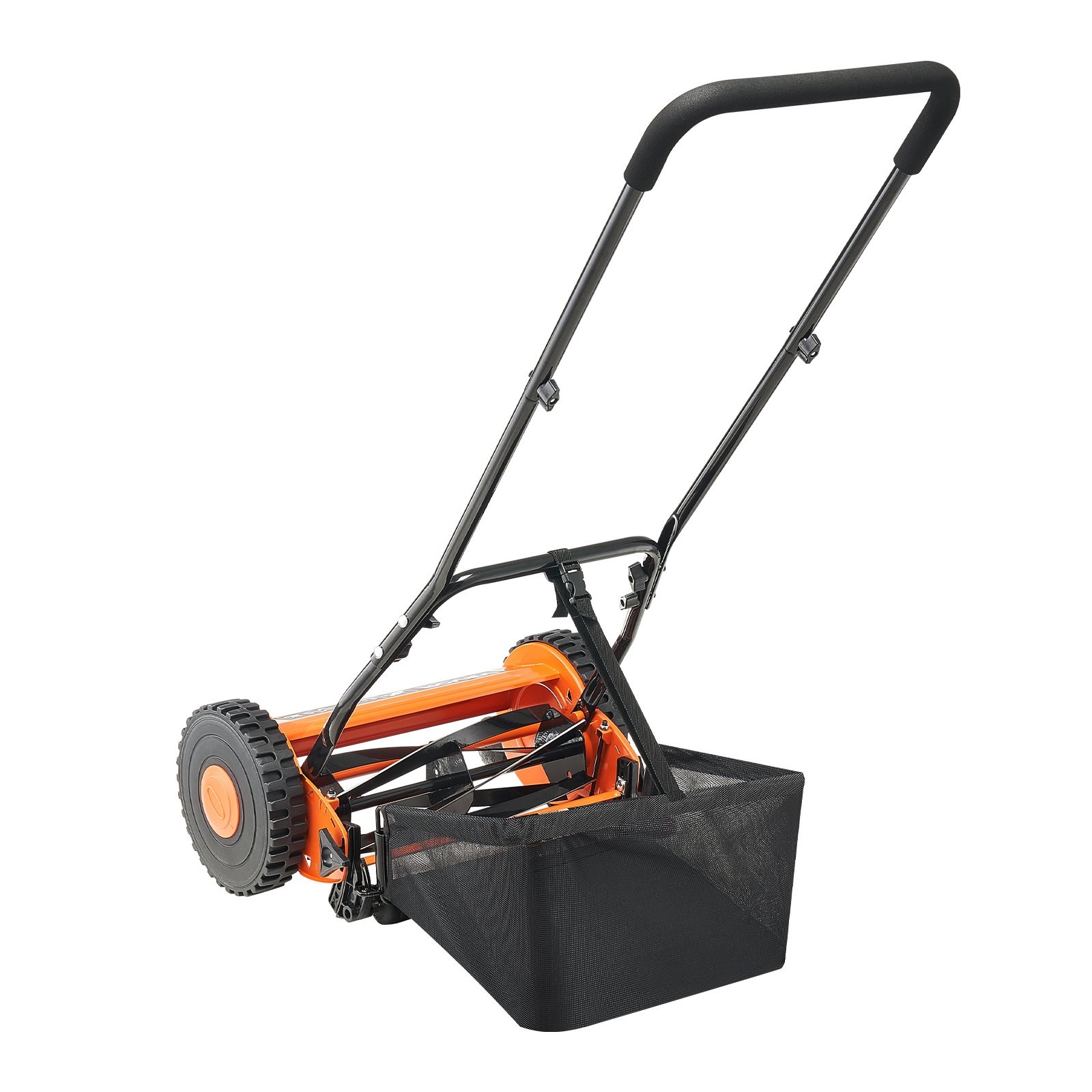 Push Reel Lawn Mower 14 inch,5 Blades Manual Push Mower No Motor,0.6-1.75 in Adj