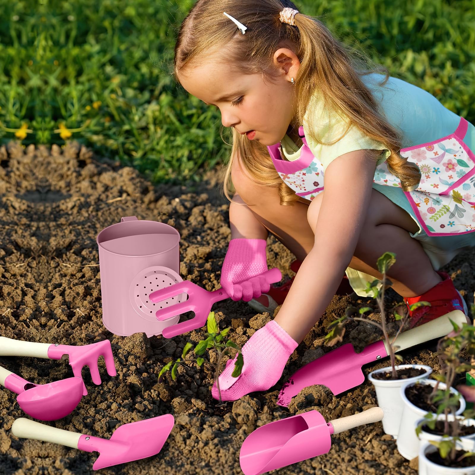 Kids Gardening Set 14Pcs Gardening Tools for Kids with Tote Bag,Watering Can,…