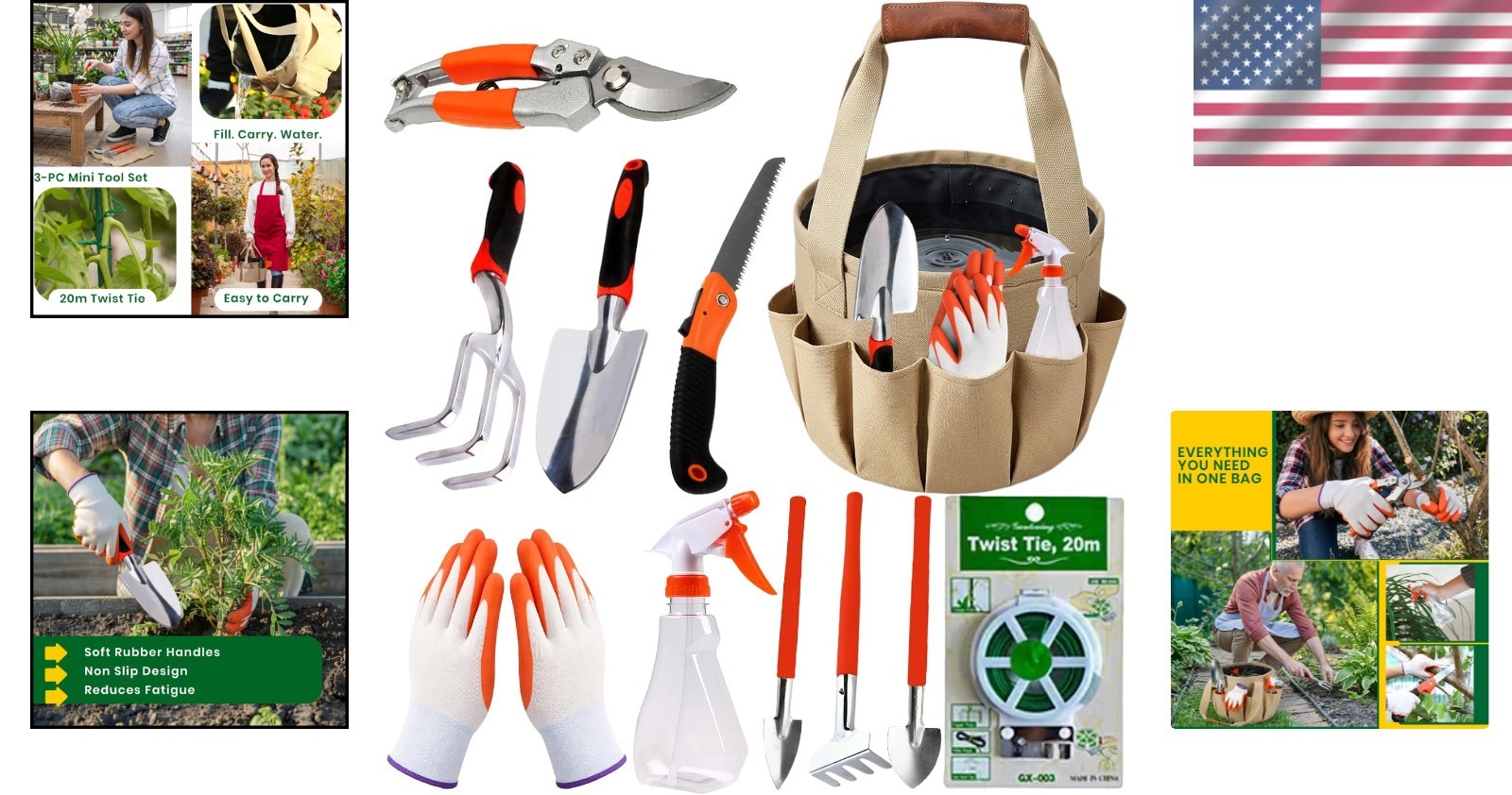 All-in-One 11-Piece Garden Tool Set with Lightweight Tote – Plant Care Made Easy