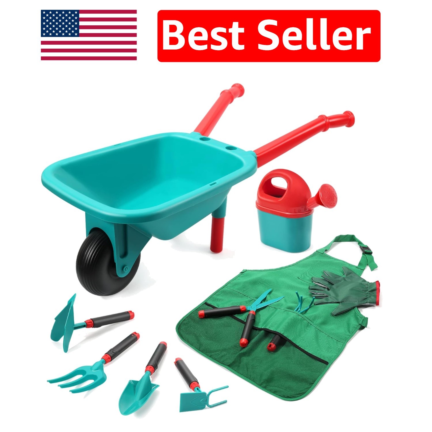 Child-Friendly Gardening Tool Set: Wheelbarrow, Gloves & More – Perfect Gift