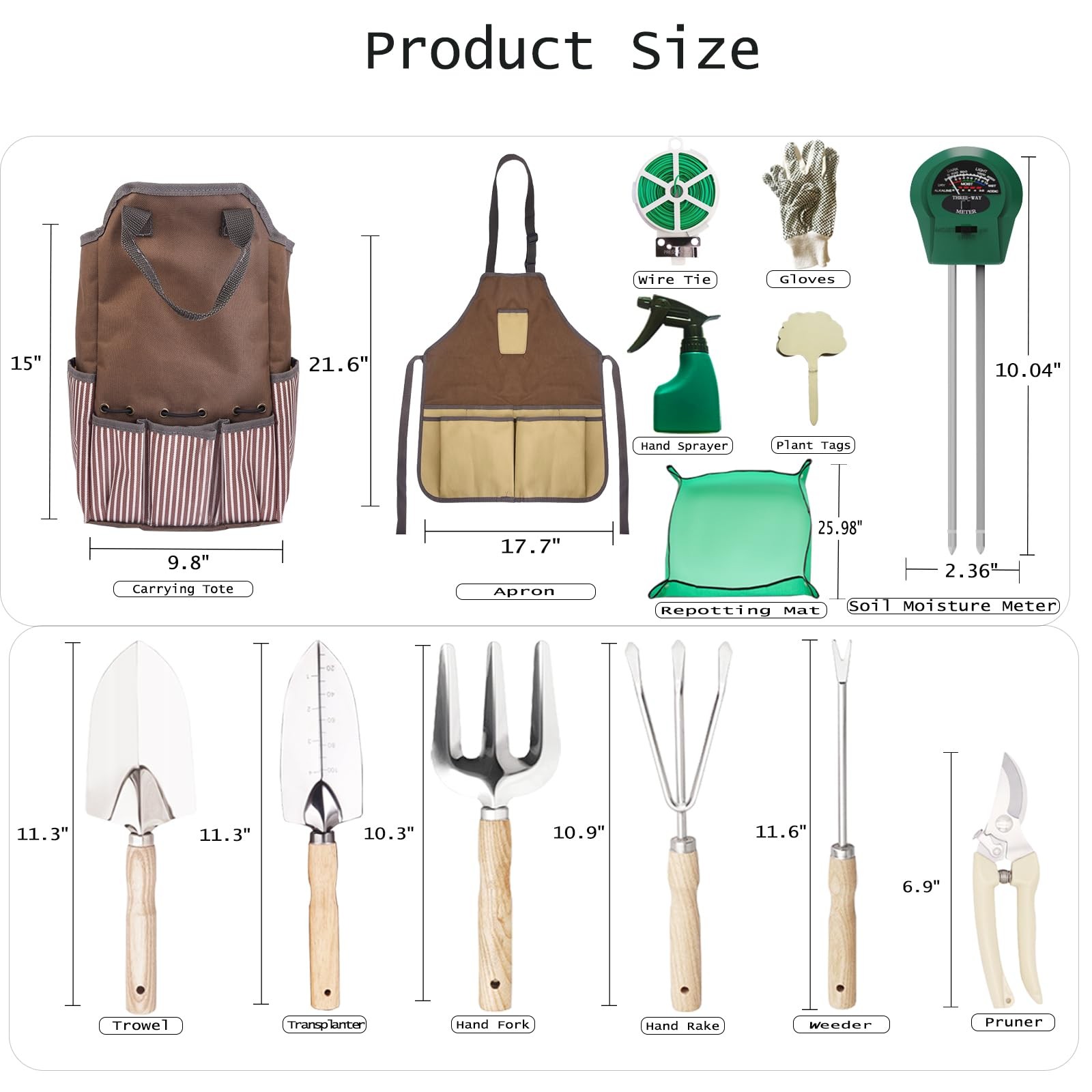 14 PCS Garden Tool Set with Soil Moisture Meter, Stainless Stell Heavy Duty G…