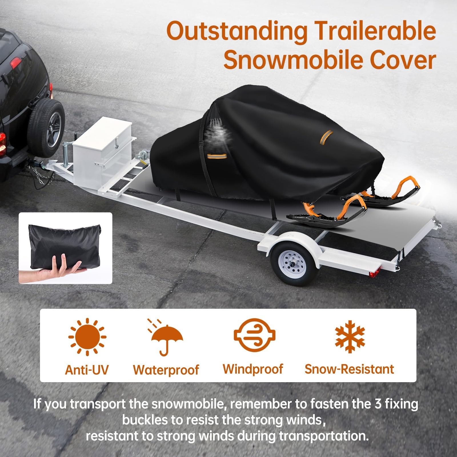 Snowmobile Cover Waterproof Outdoor,Heavy Duty 420D Oxford Fabric Polaris Sno…