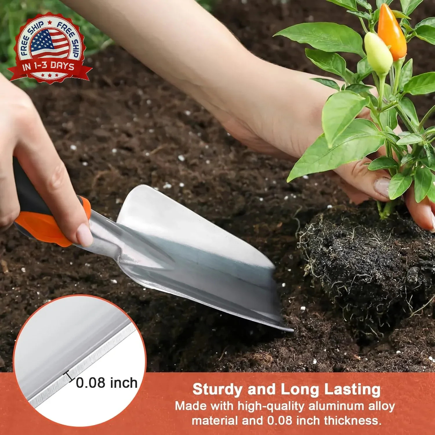 Garden Tools Set, 3 Pack Heavy Duty Gardening Tools Set Include Garden Shovel, T