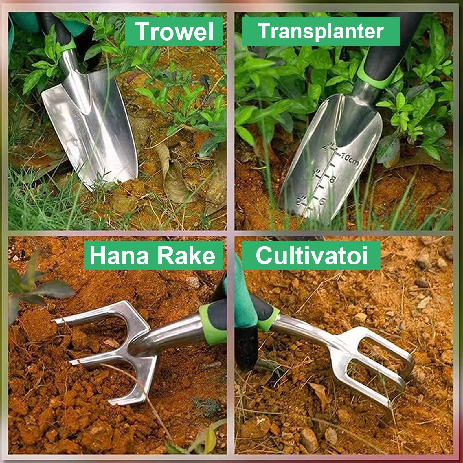 11 PCS Gardening Hand Tools Heavy Duty Stainless Steel Repotting Mat Gift Box