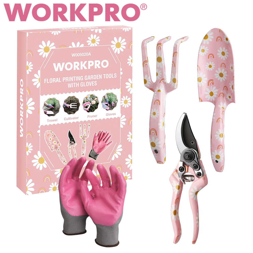 WORKPRO Aluminum Garden Tool Set 4 PIECES Pink Durable Heavy Duty with Box NEW