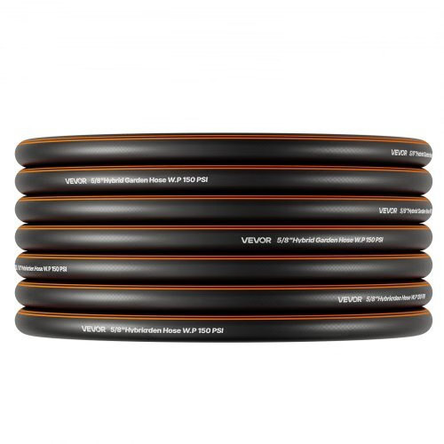 Garden Hose, 50 ft 5/8″ Heavy Duty 4-Layer Rubber Water Hose, 150PSI Working & 6