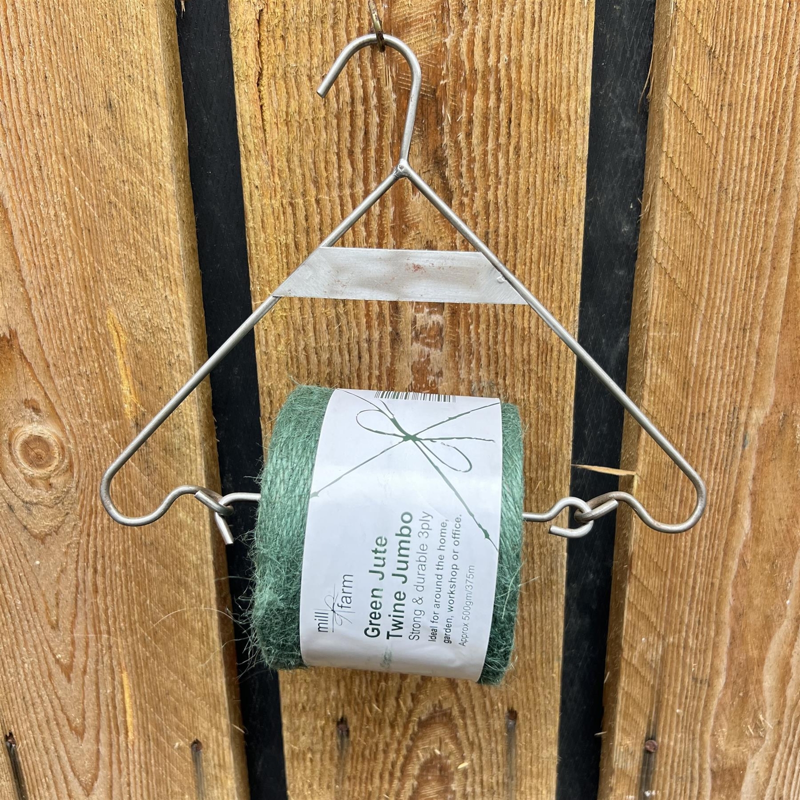 Cast iron hanging jute string dispenser with 375m Green Jute Twine