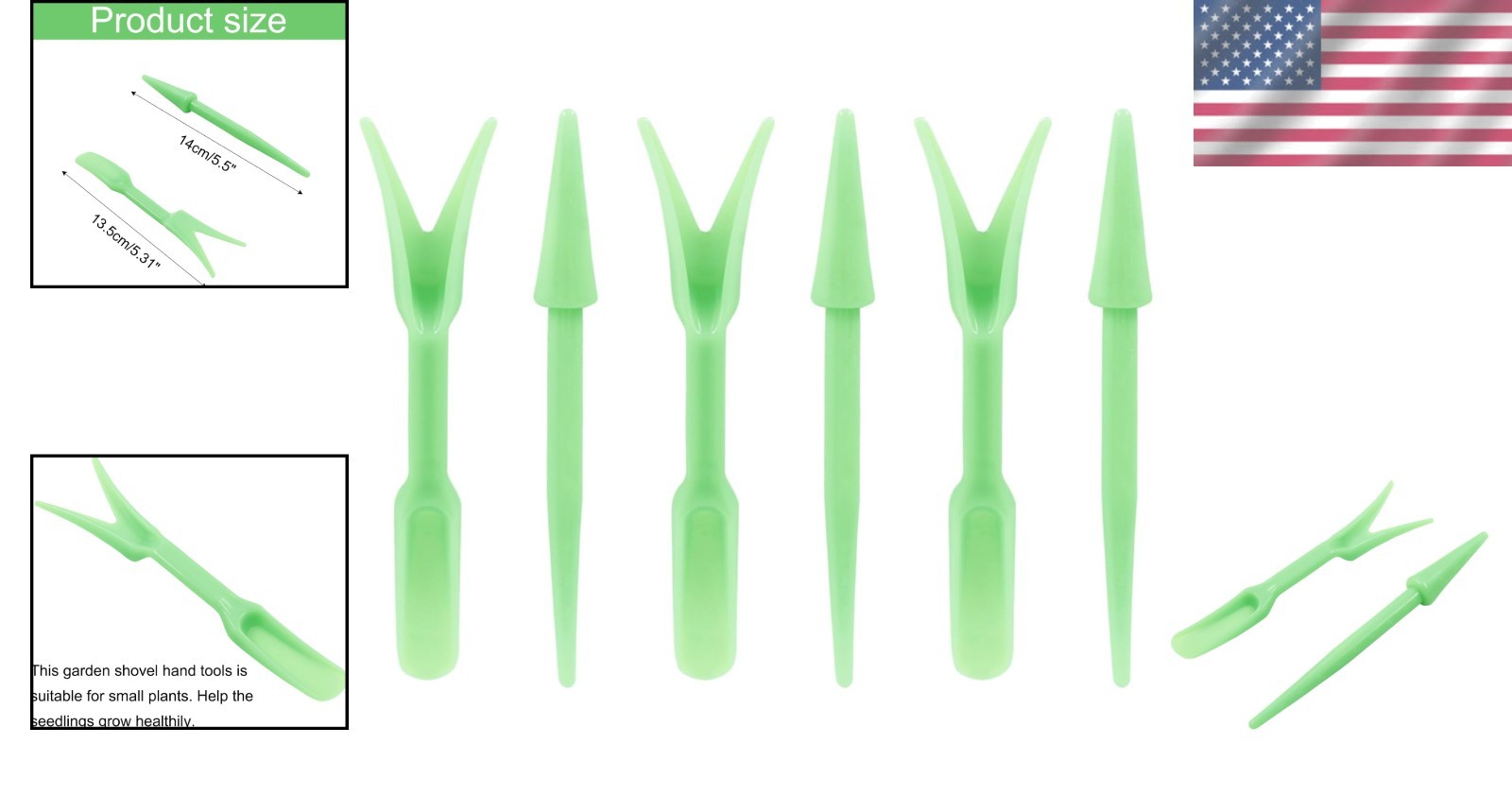 Compact 6-Piece Plastic Gardening Tools Set – Light Green for Effortless Care