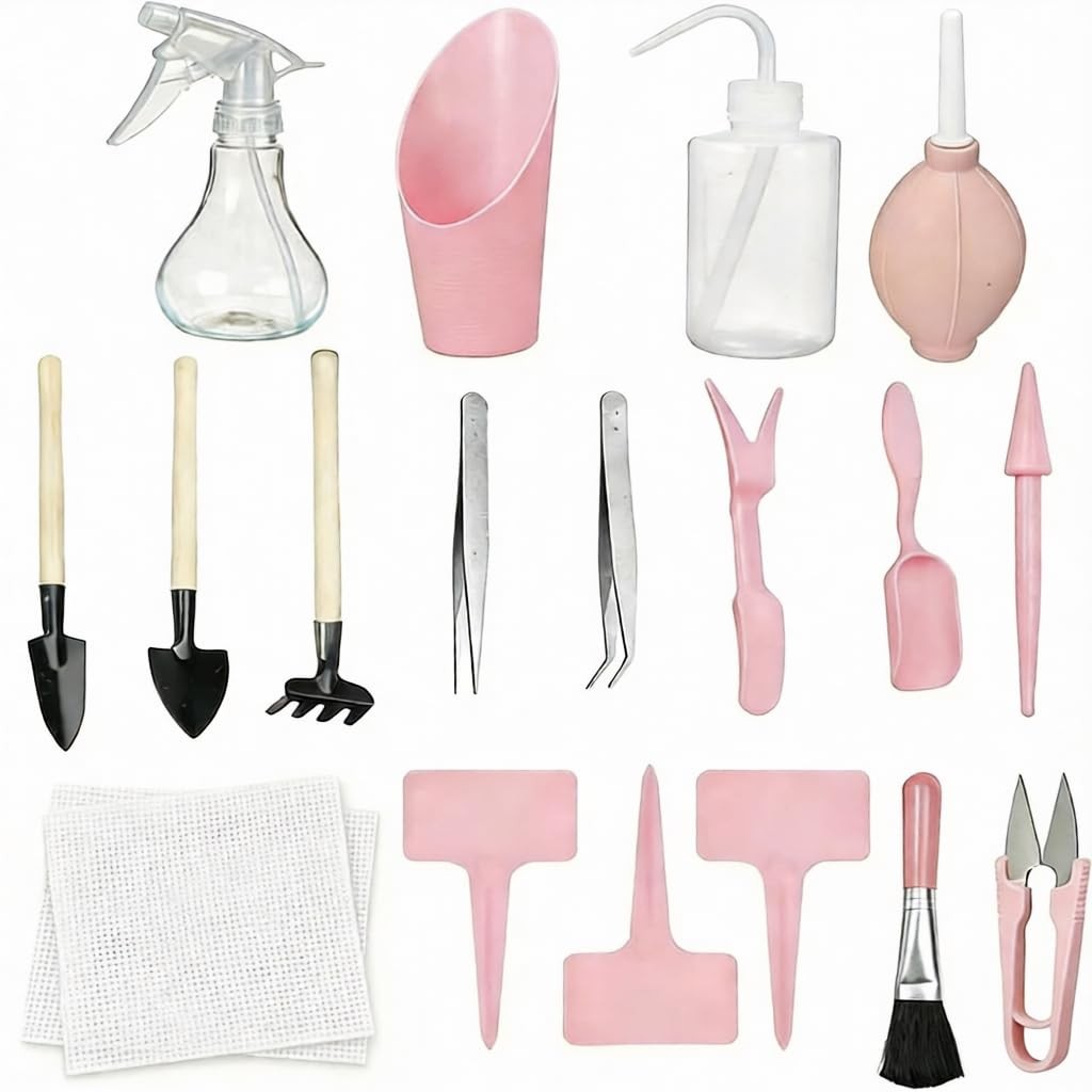 16 Pcs Mini Garden Hand Transplanting Succulent Tools Set, Miniature Planting…
