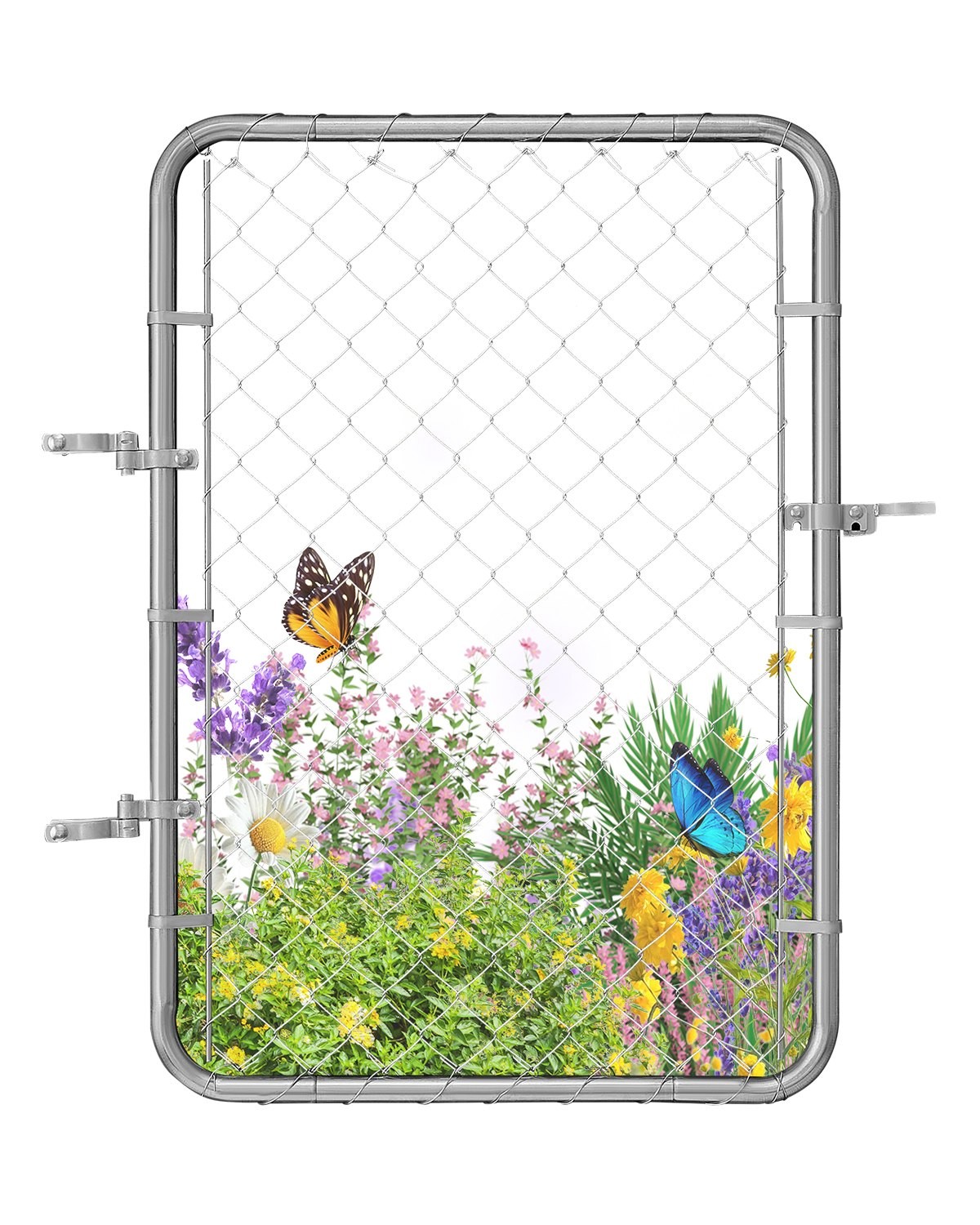 Chain Link Fence Gate, 32 x 46 in, Adjustable Chain Link Fence Panel, Fit 2-4 ft