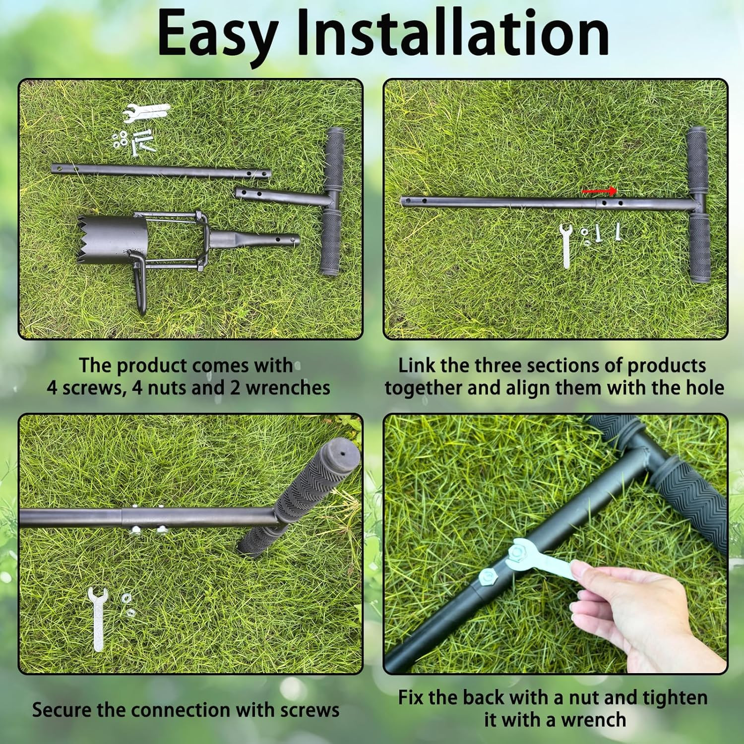 Bulb Planter Tool Long Handle,Soil Sampler Lawn Aerator with Soft Grip,Serrated