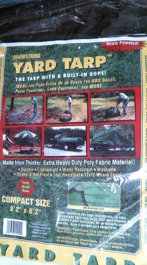 Gosport 8’2″ x 8’2″ Drawstring Yard Tarp w/ Built-In Rope, Black, FREE SHIPPING