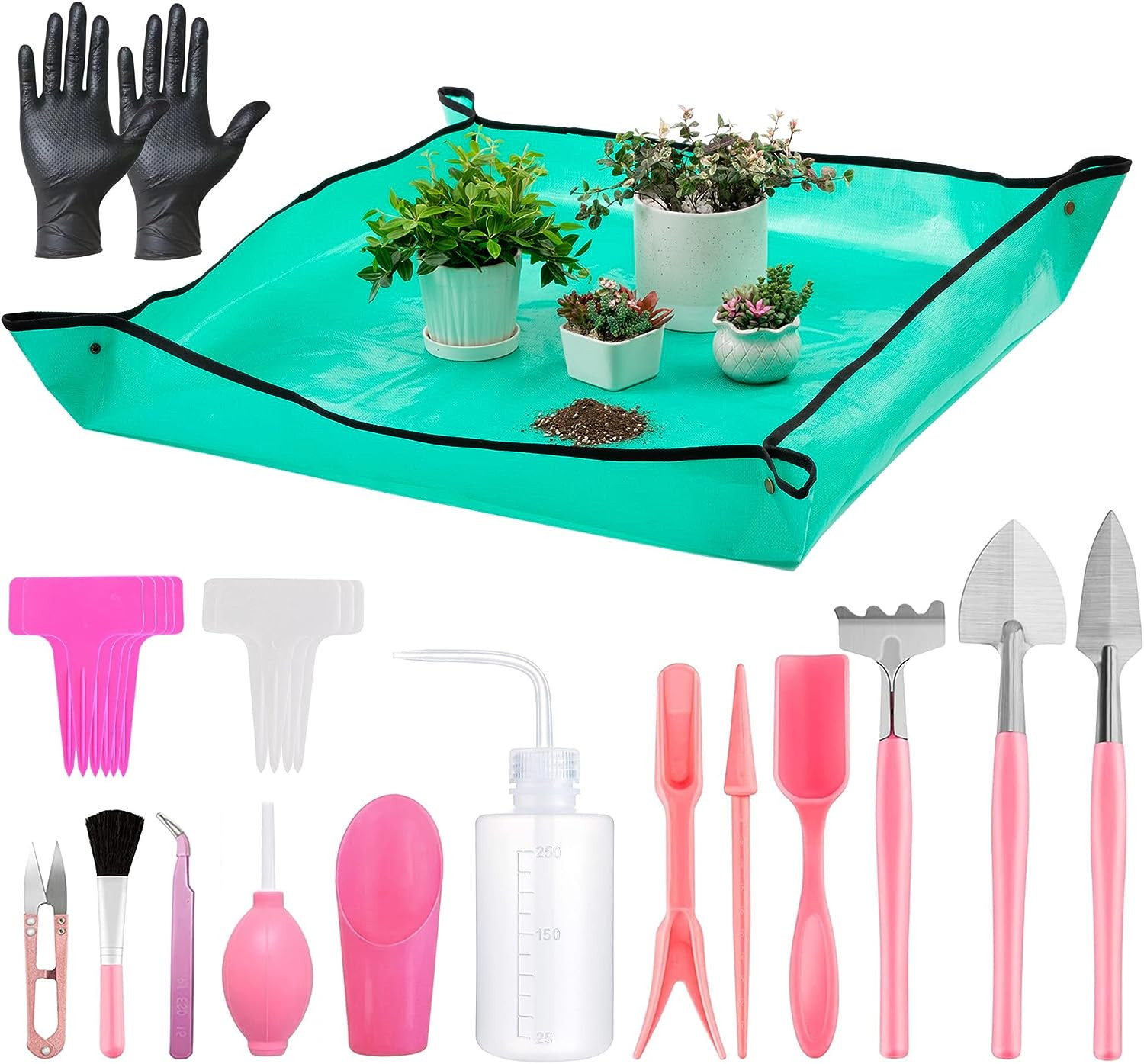 25 Pcs Succulent Garden Tools Set Indoor Plant Repotting Mat Bonsai Cactus Gift