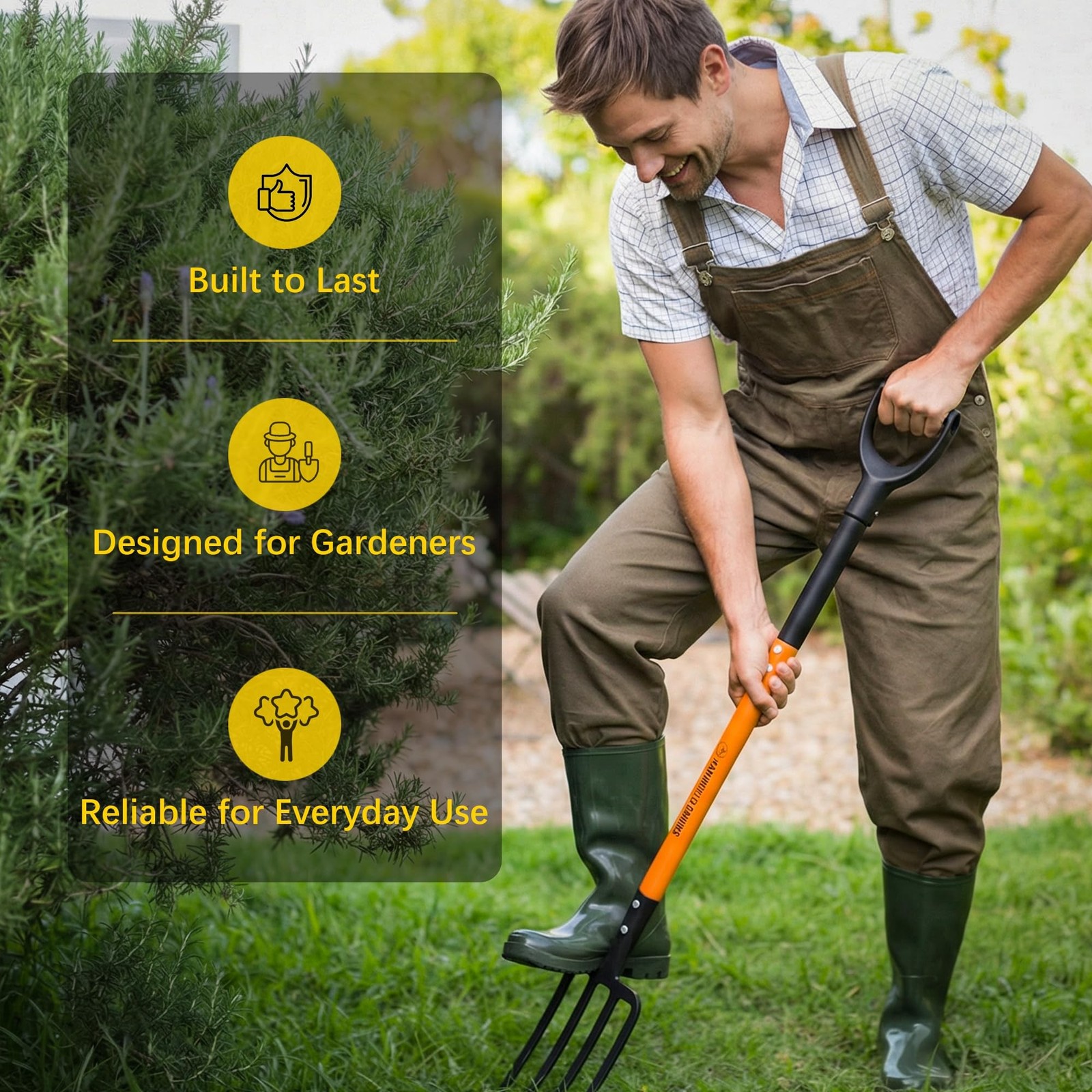 Pitch Fork for Garden, 4-Tines Garden Fork, 45-Inch Spading Fork, H… Fast Ship