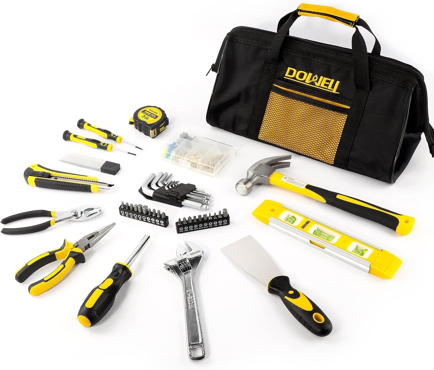 146PCS Home Repair Tool Set with 14-Inch Wide-Mouth Storage Bag