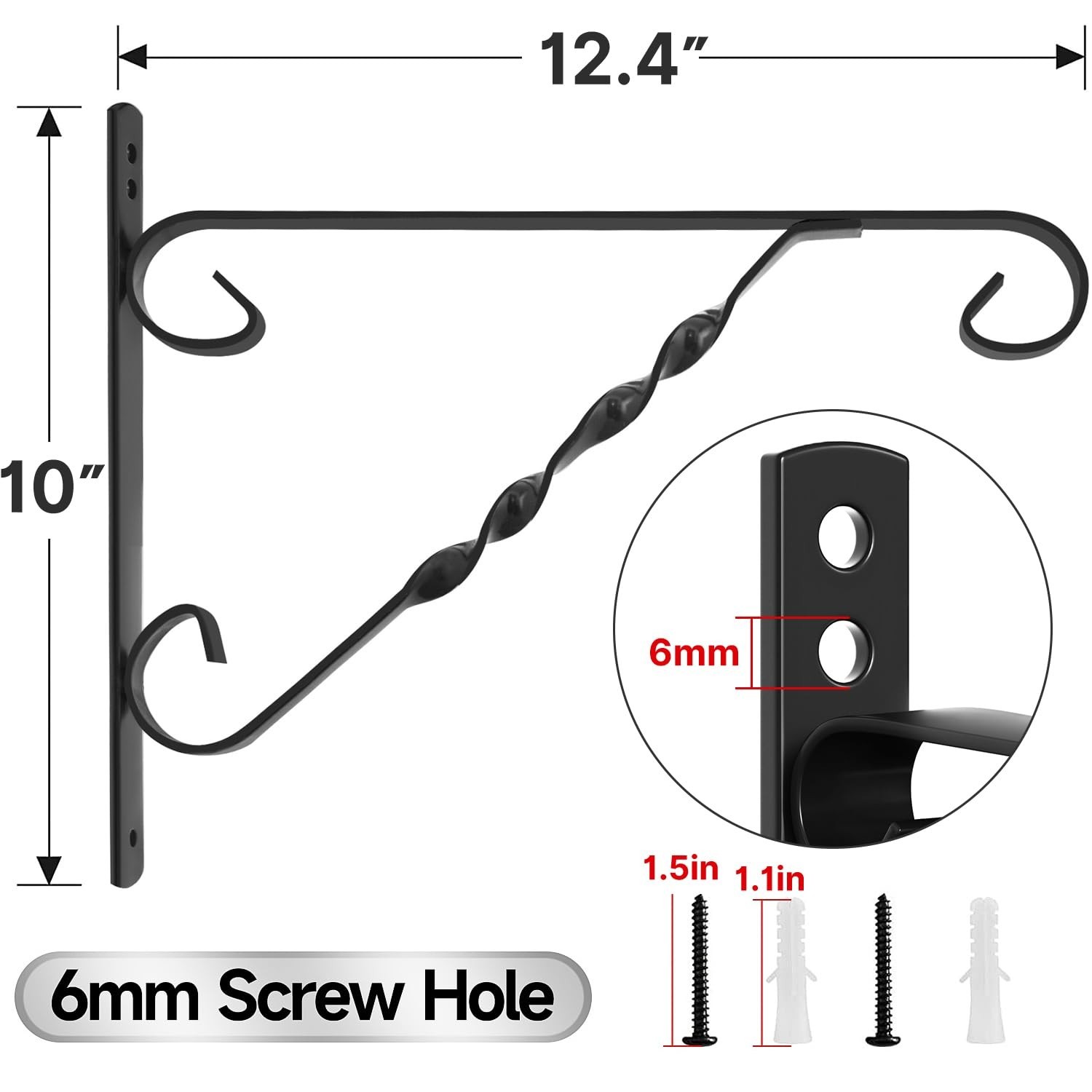 AMAGABELI GARDEN & HOME 2 Pack Hanging Plant Brackets Outdoor 12″ Metal Fence…