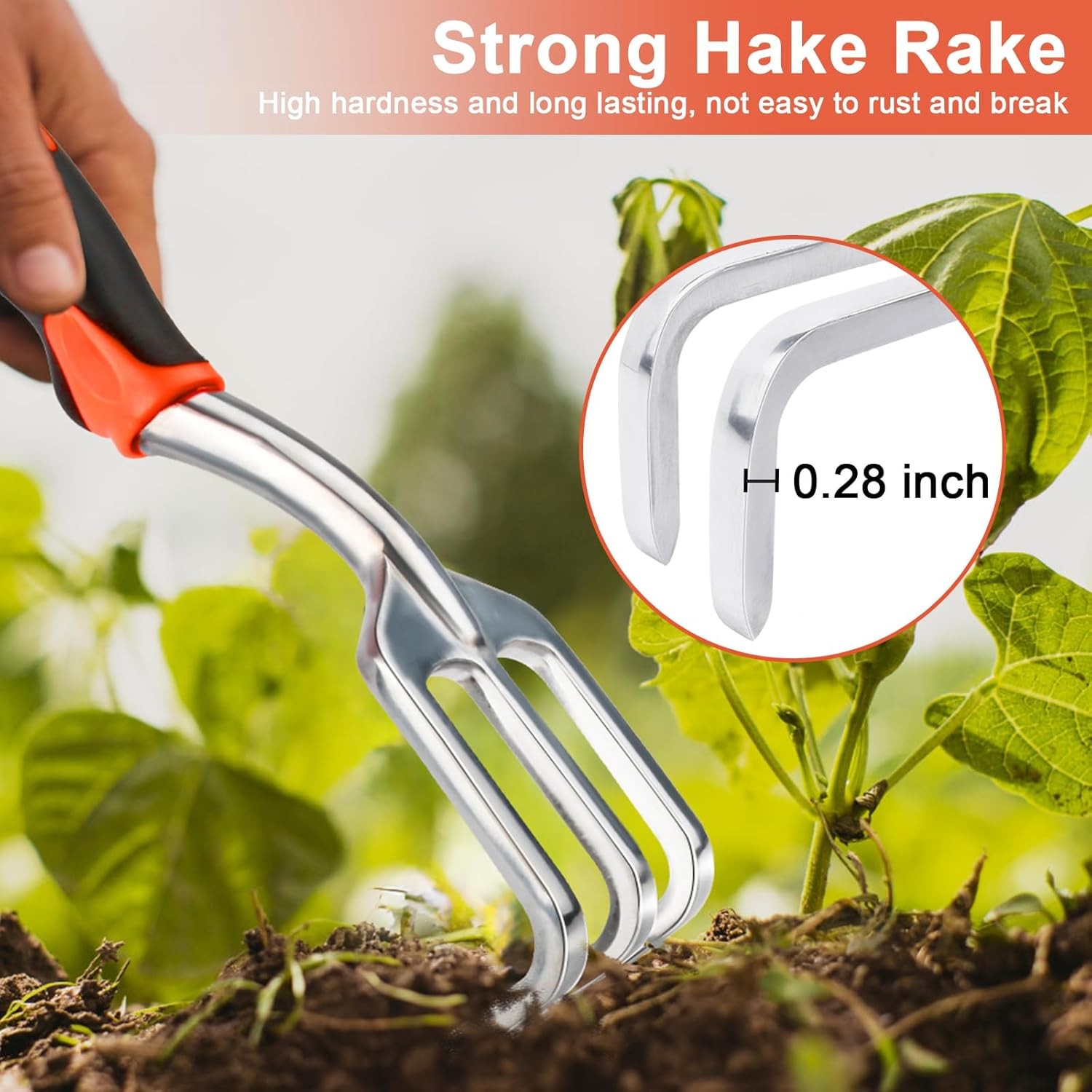 Hand Rake Garden Tool, Heavy Duty Hand Cultivators for Gardening, Small Garden C