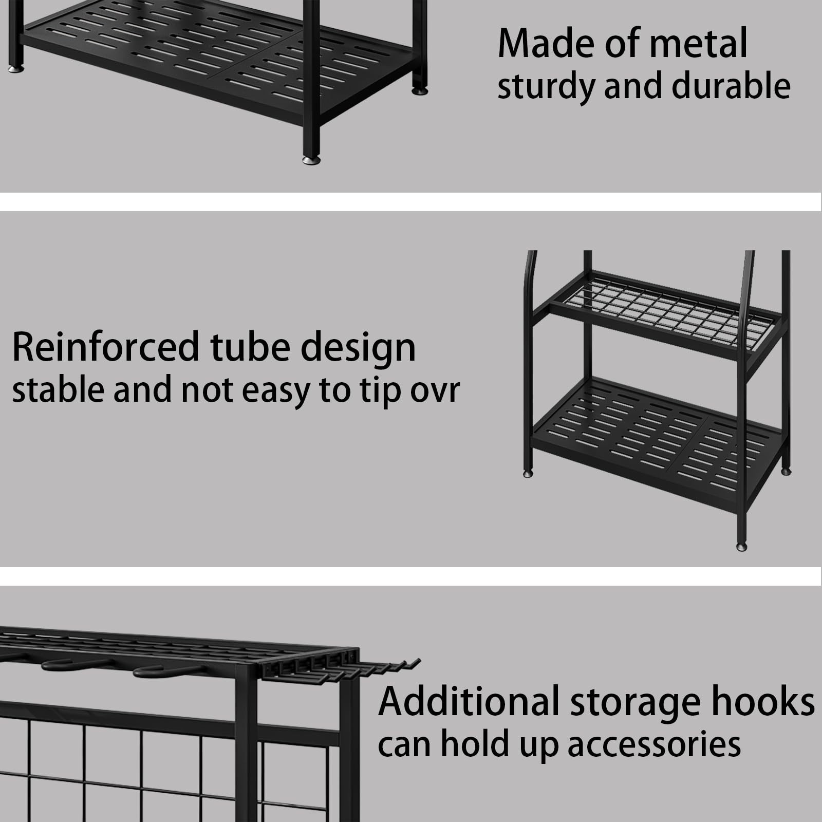 Garden Tool Organizer Holder Heavy Duty Steel Rack Up to 60 Long Handled Tool…