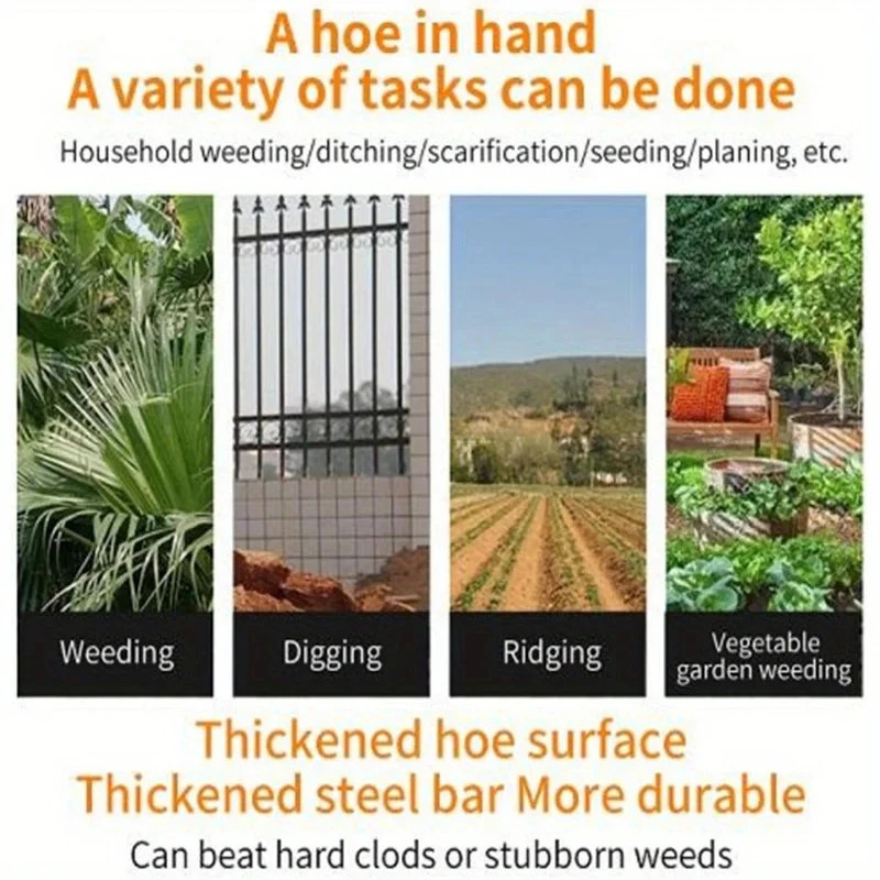 Premium All-Steel Hardened Hollow Hoe – Handheld Weeding Rake Durable and