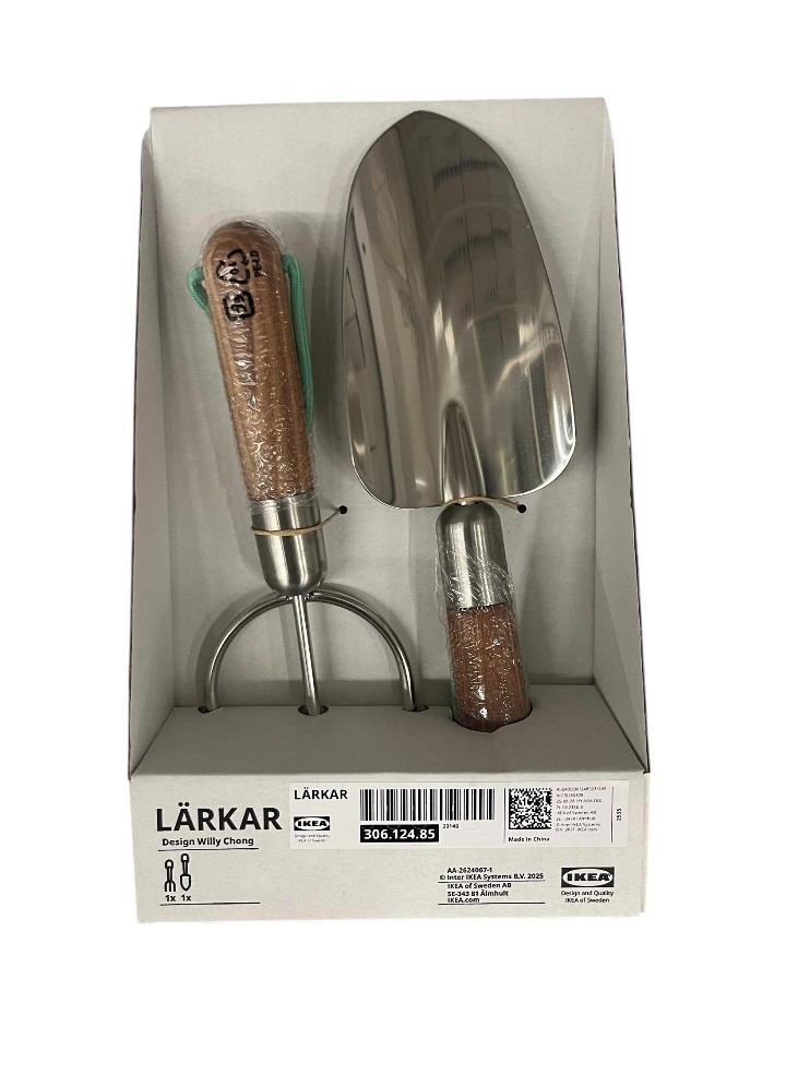 New IKEA LARKAR 2-Piece Gardening Set, Birch/Stainless Steel 306.124.85
