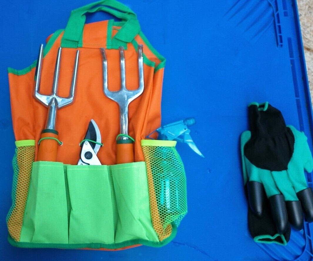 Gardening Hand Tool 10-piece Set with Storage Tote Bag Green/Orange (CASE OF 12)